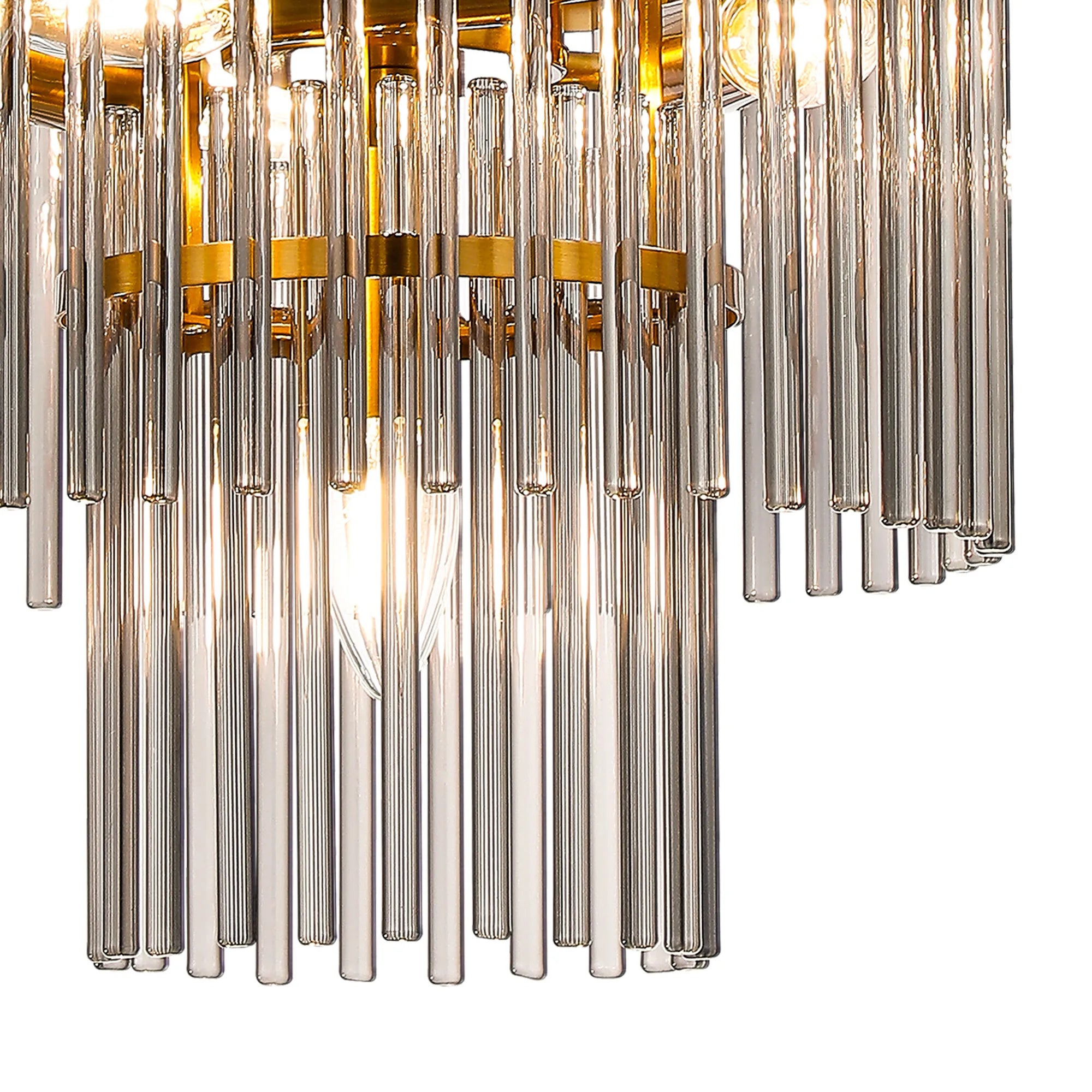 Robin 30cm Pendant & Semi Ceiling 4 Light - Brass & Smoke Glass Rods