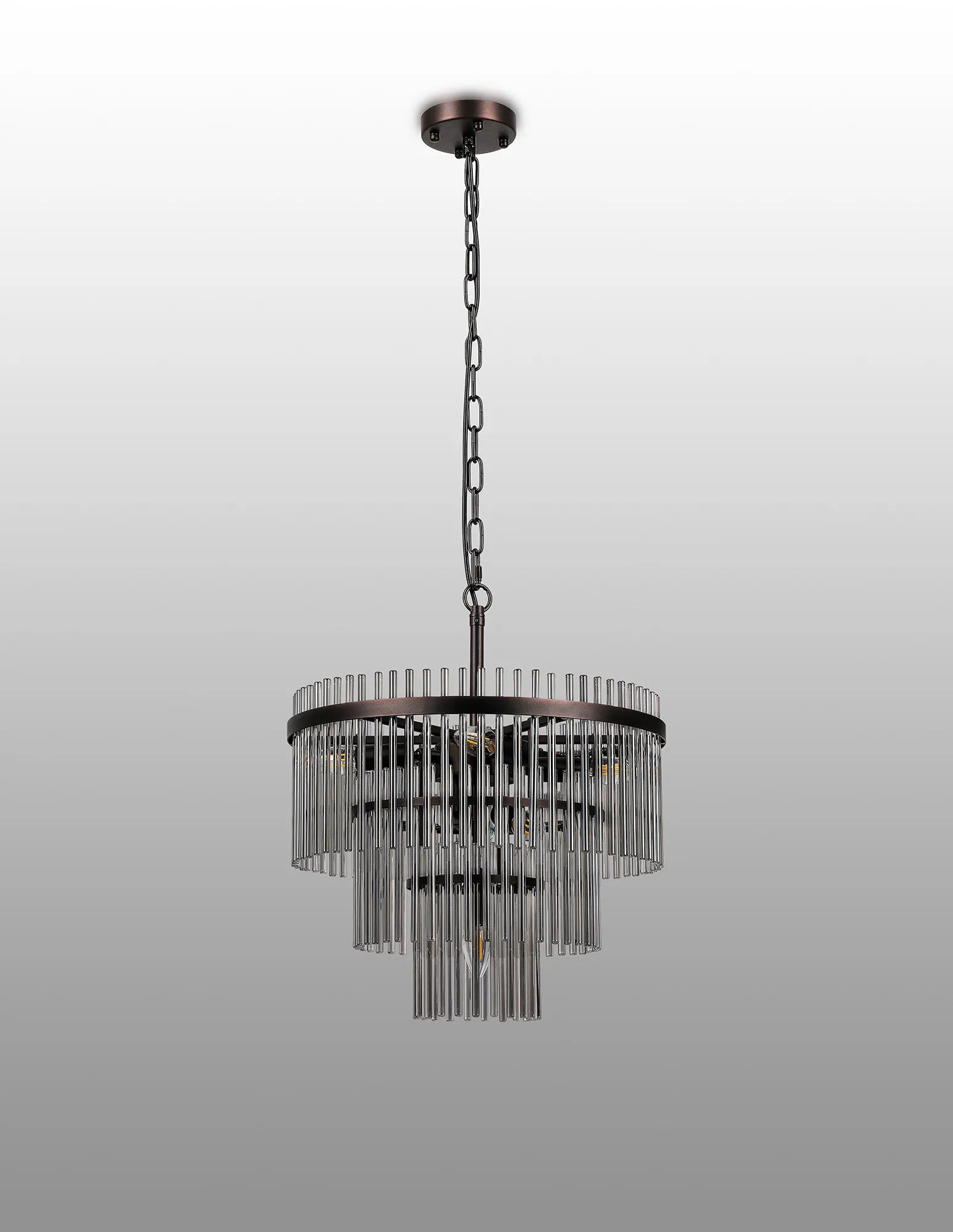 Robin 45cm Pendant & Semi Ceiling 7 Light - Brown Oxide & Smoke Glass Rods