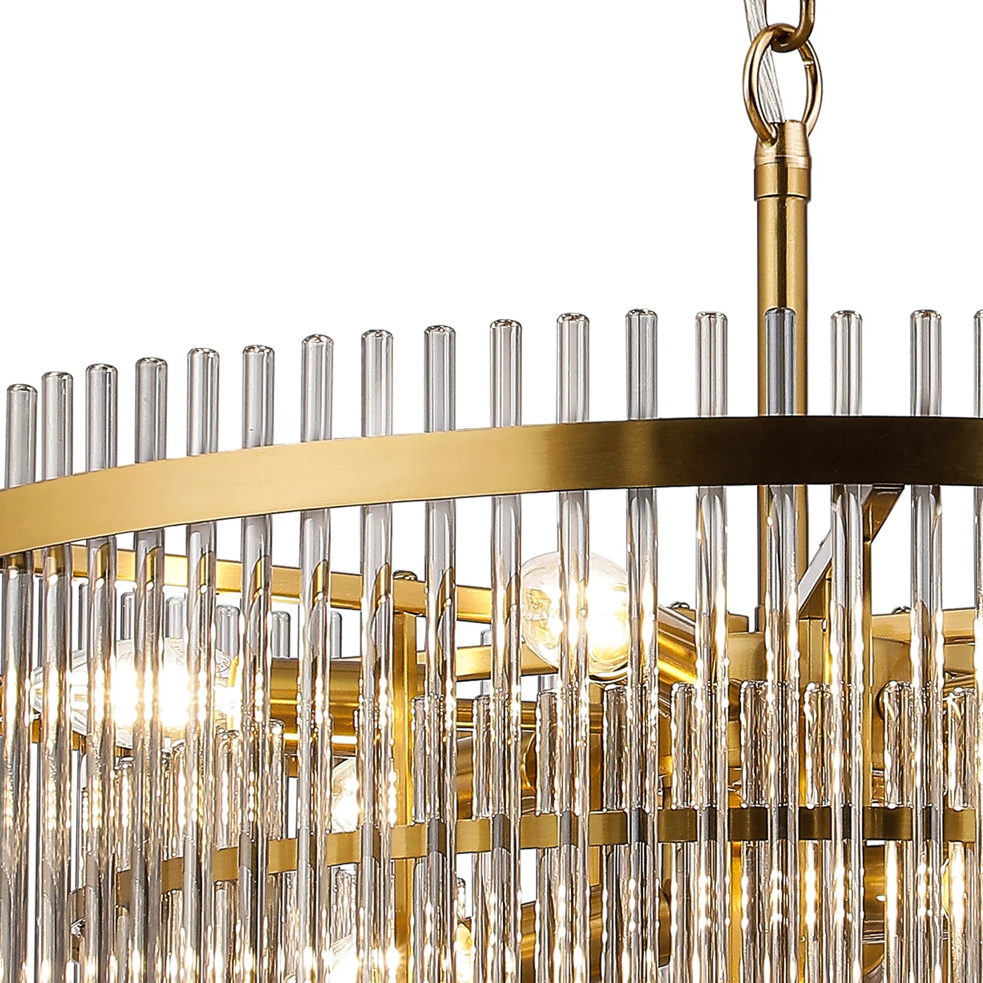 Robin 60cm Pendant/Semi-Flush Ceiling 10 Light - Brass & Smoke Glass Rods