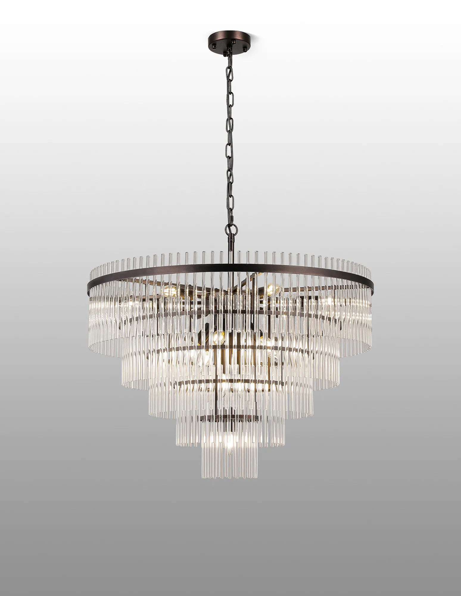 Robin 77cm Pendant & Semi Ceiling 15 Light - Brown Oxide & Clear Glass Rods