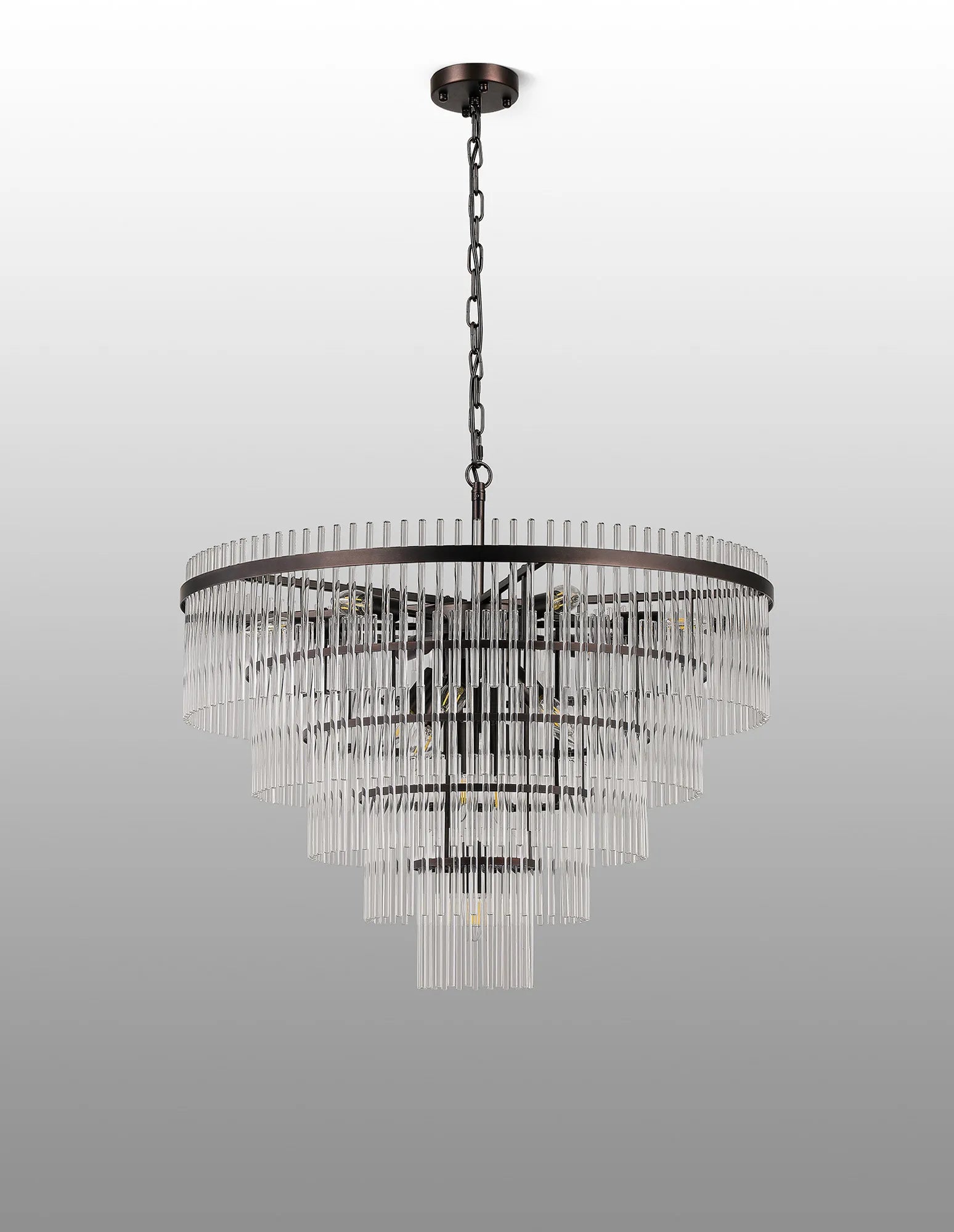 Robin 77cm Pendant & Semi Ceiling 15 Light - Brown Oxide & Clear Glass Rods
