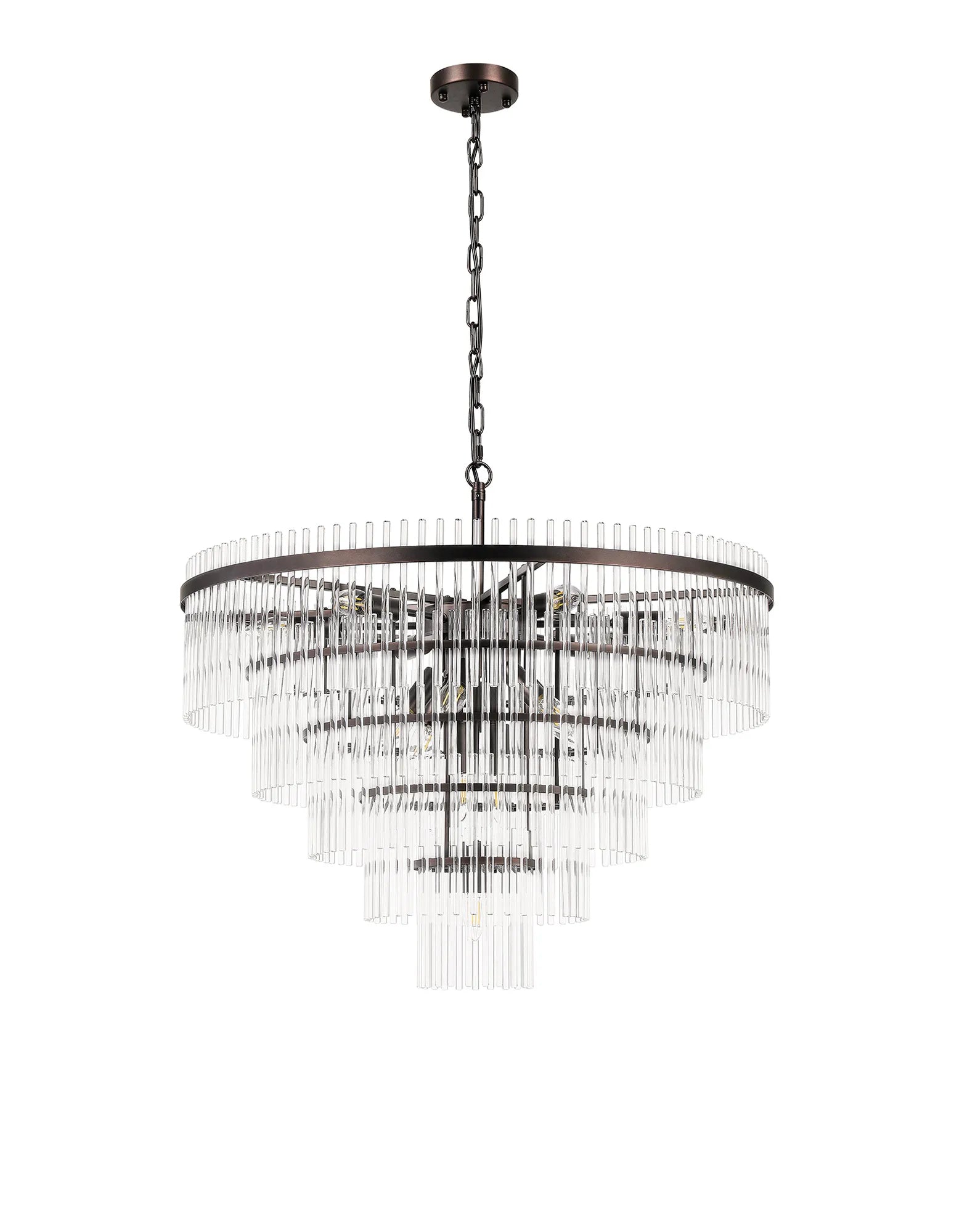 Robin 77cm Pendant & Semi Ceiling 15 Light - Brown Oxide & Clear Glass Rods