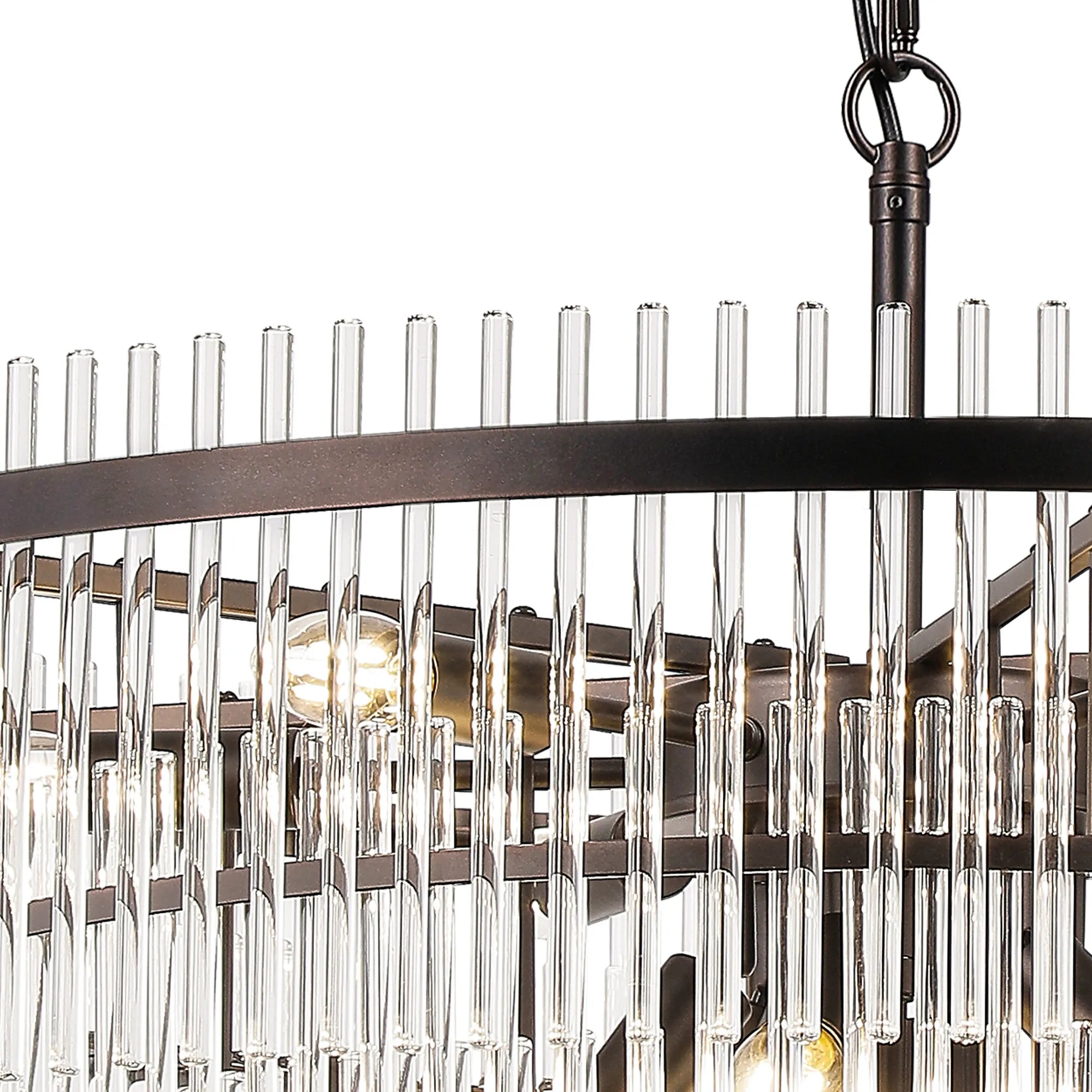 Robin 77cm Pendant & Semi Ceiling 15 Light - Brown Oxide & Clear Glass Rods