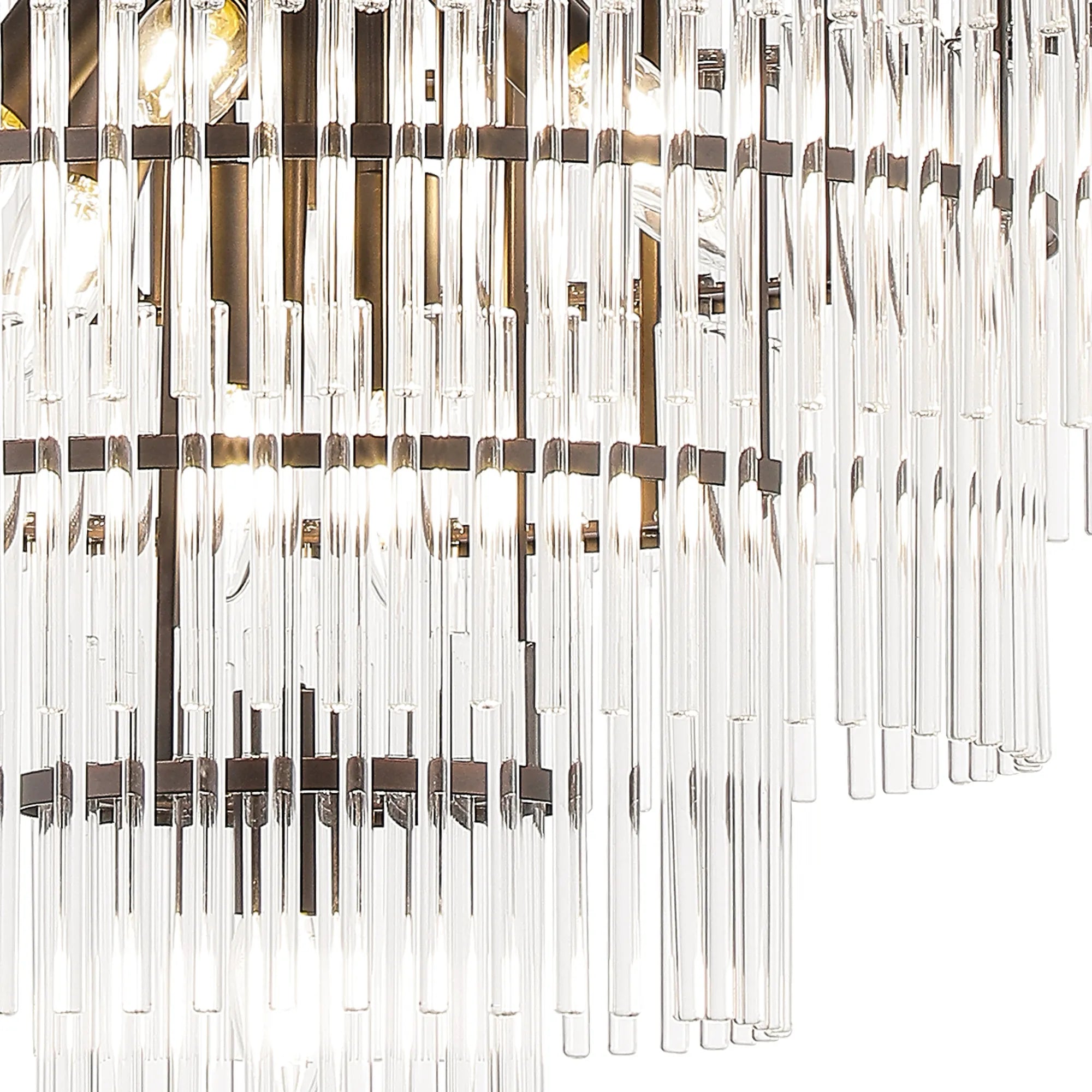 Robin 77cm Pendant & Semi Ceiling 15 Light - Brown Oxide & Clear Glass Rods
