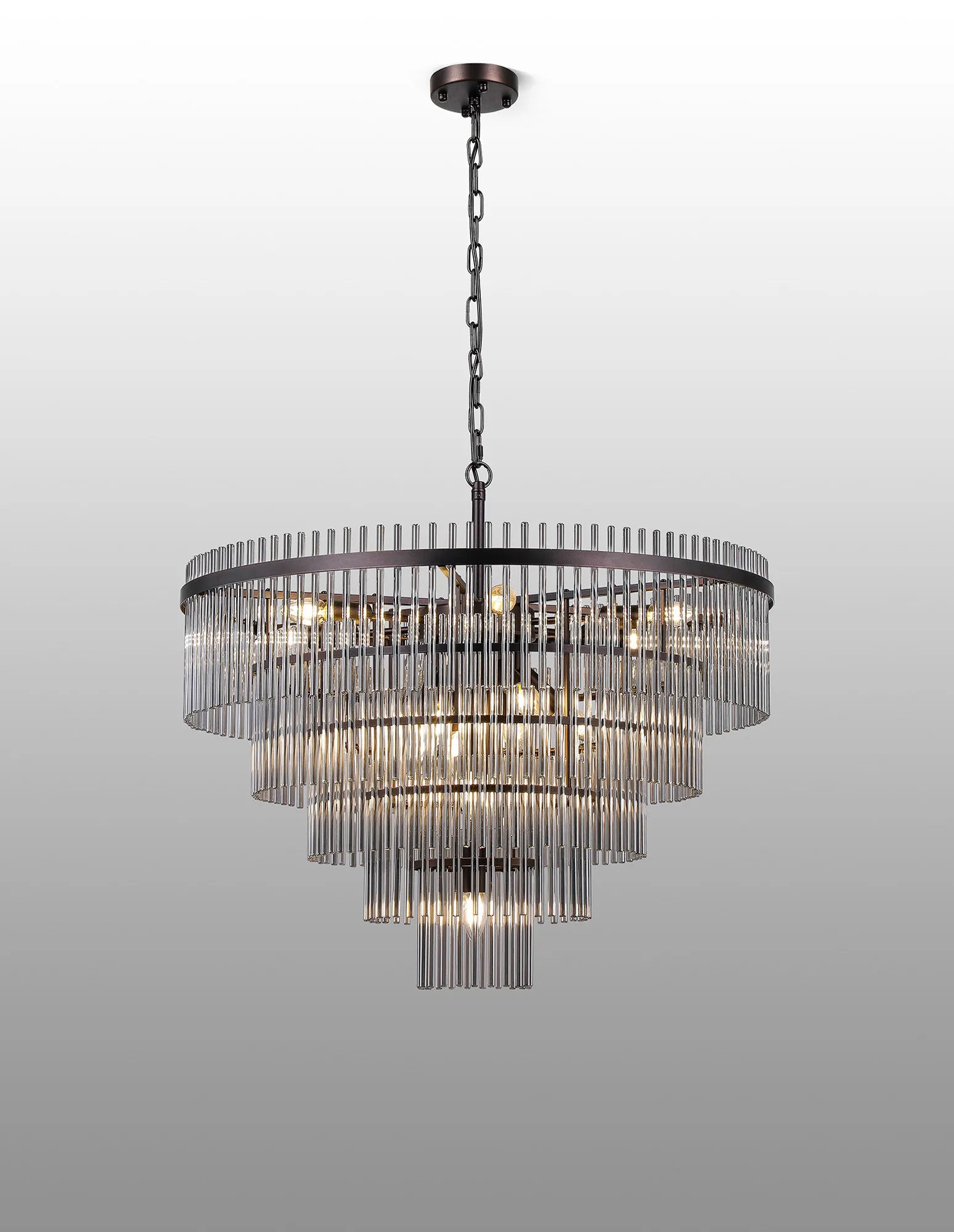 Robin 77cm Pendant & Semi Ceiling 15 Light - Brown Oxide & Smoke Glass Rods