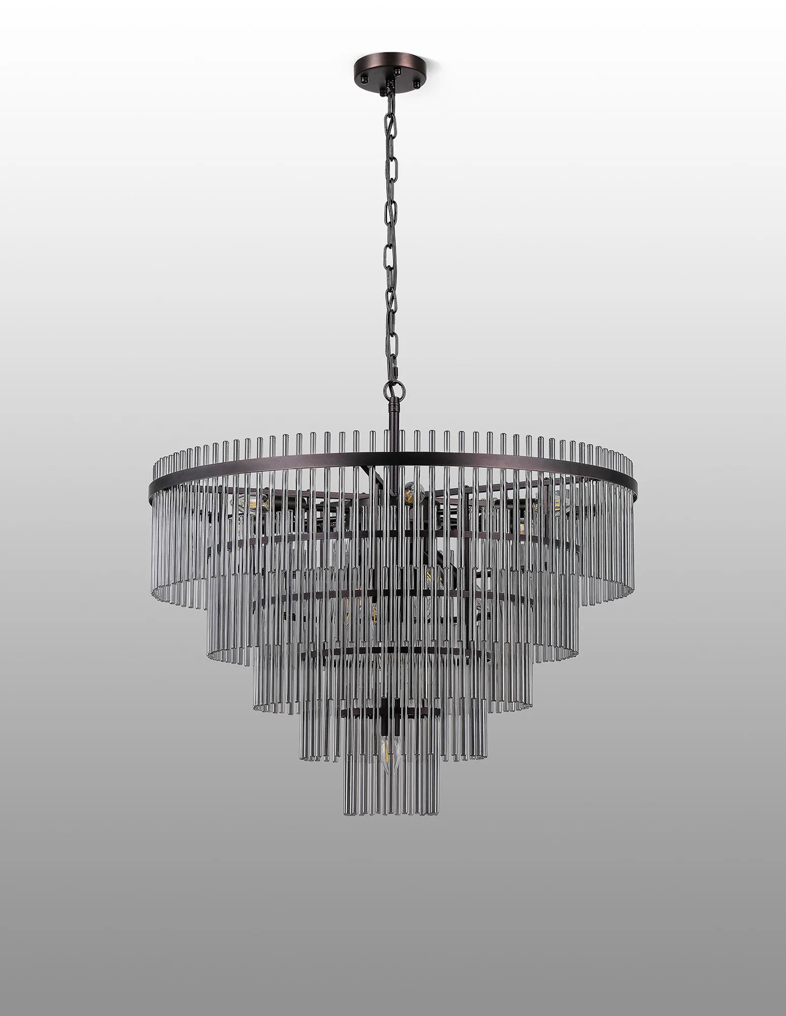 Robin 77cm Pendant & Semi Ceiling 15 Light - Brown Oxide & Smoke Glass Rods