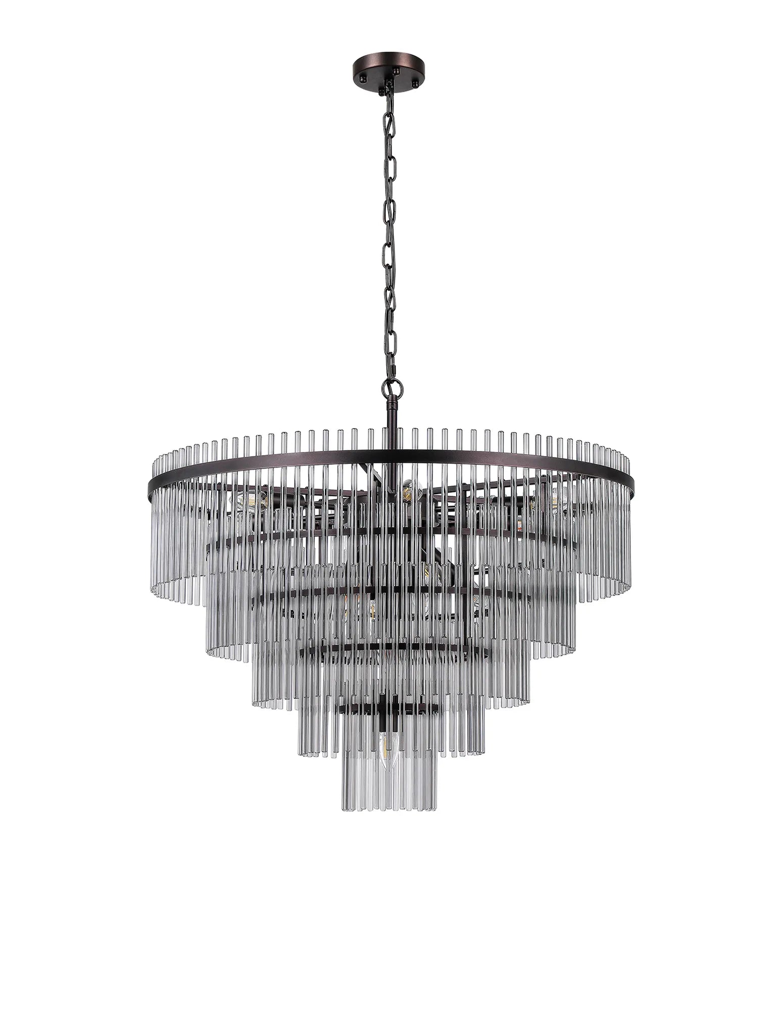 Robin 77cm Pendant & Semi Ceiling 15 Light - Brown Oxide & Smoke Glass Rods