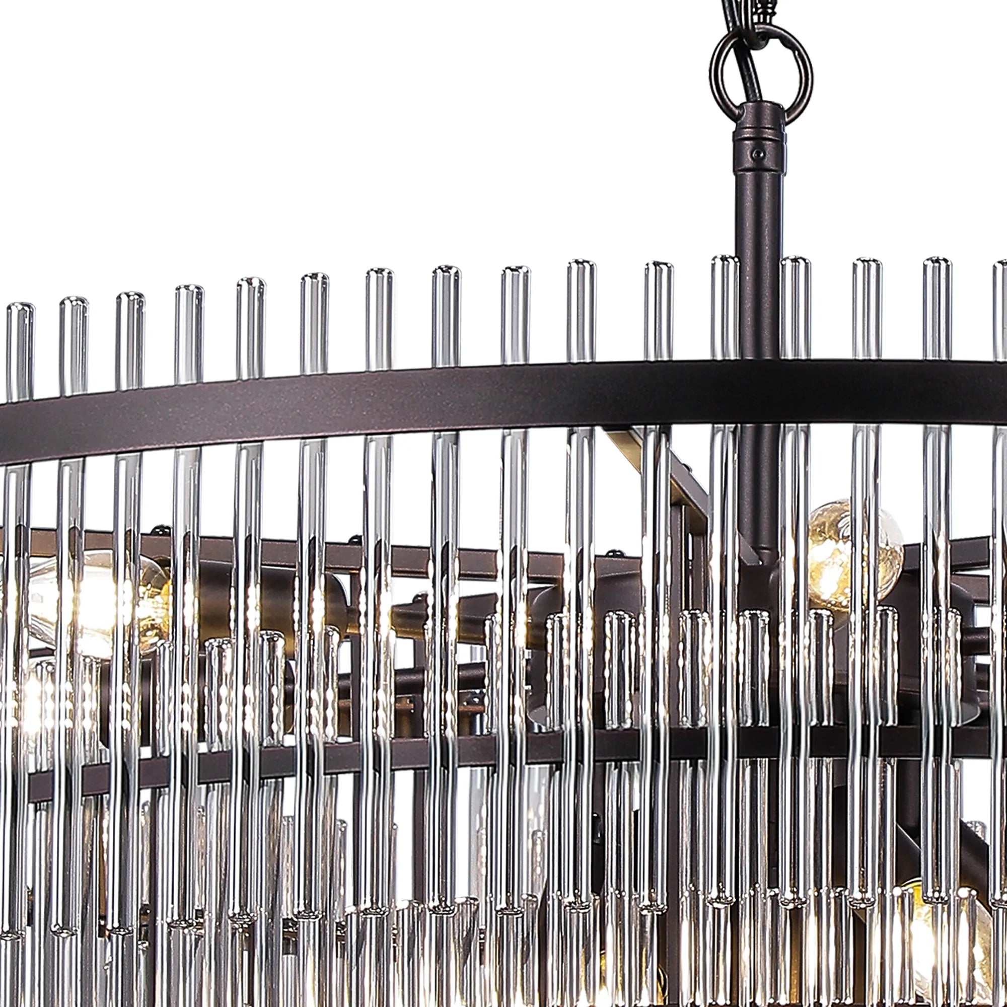 Robin 77cm Pendant & Semi Ceiling 15 Light - Brown Oxide & Smoke Glass Rods
