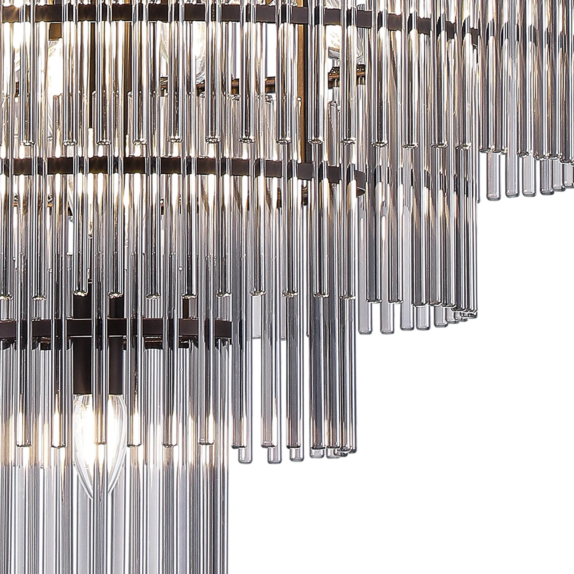 Robin 77cm Pendant & Semi Ceiling 15 Light - Brown Oxide & Smoke Glass Rods