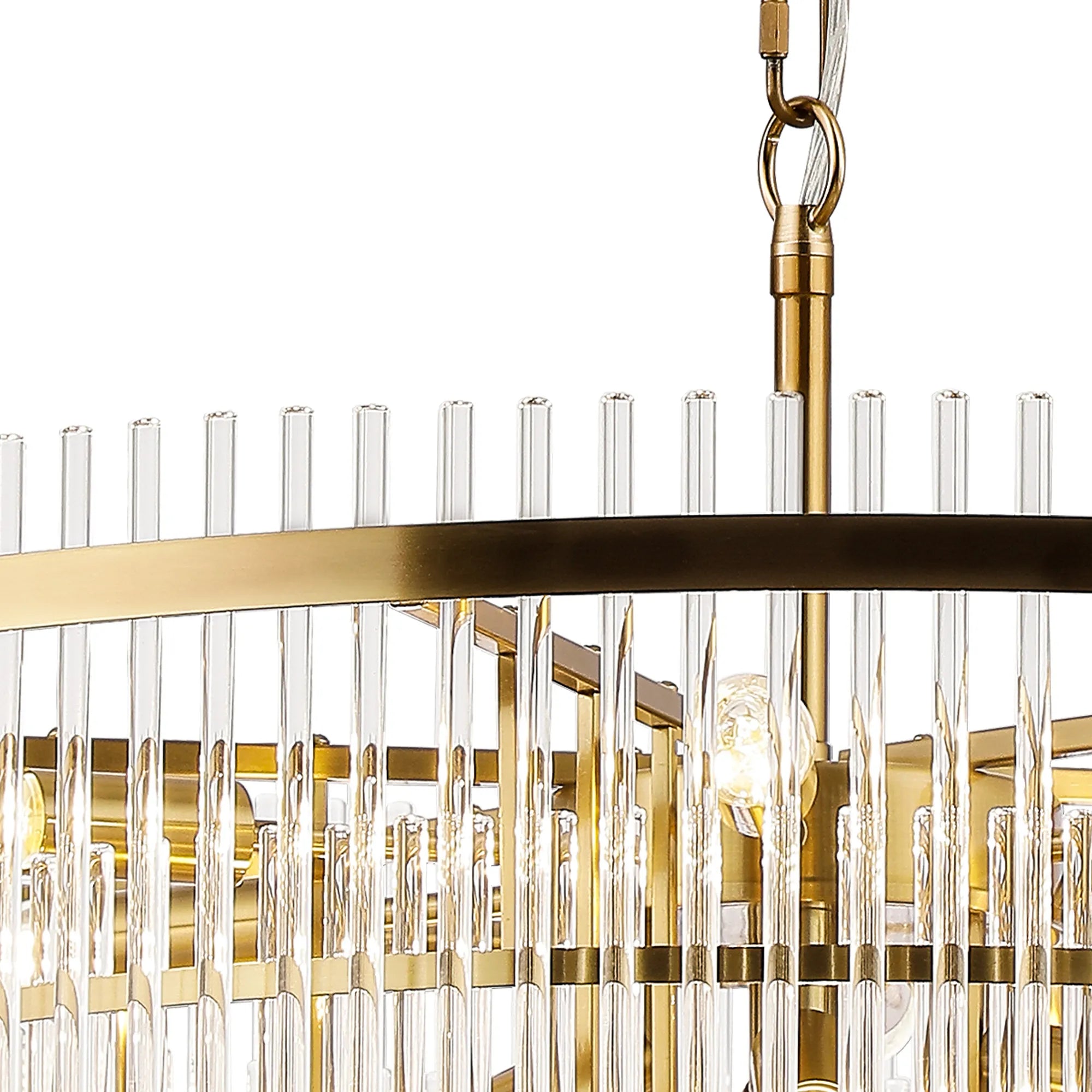 Robin 77cm Pendant & Semi Ceiling 15 Light - Brass & Clear Glass Rods