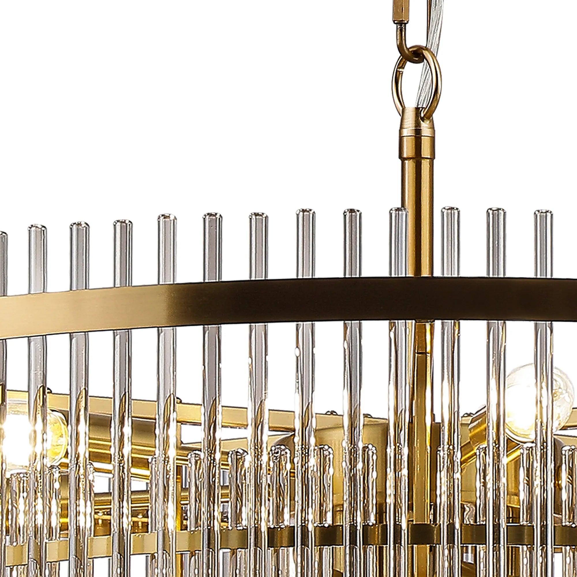 Robin 77cm Pendant & Semi Ceiling 15 Light - Brass & Smoke Glass Rods