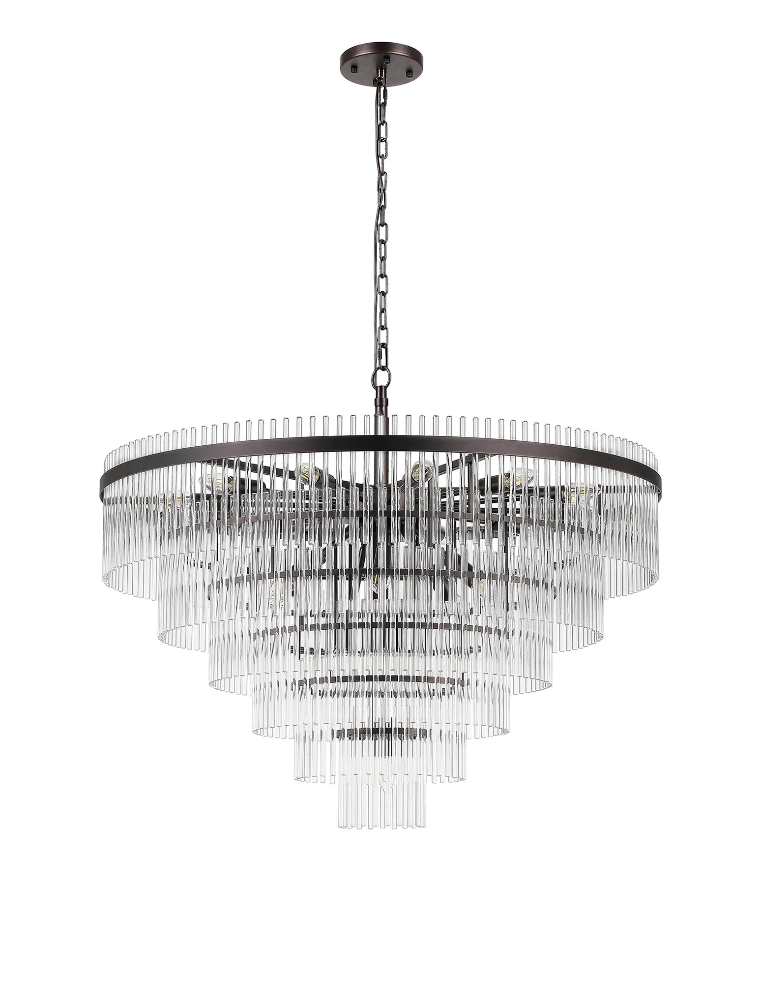Robin 96cm Pendant & Semi Ceiling 22 Light - Brown Oxide & Clear Glass Rods
