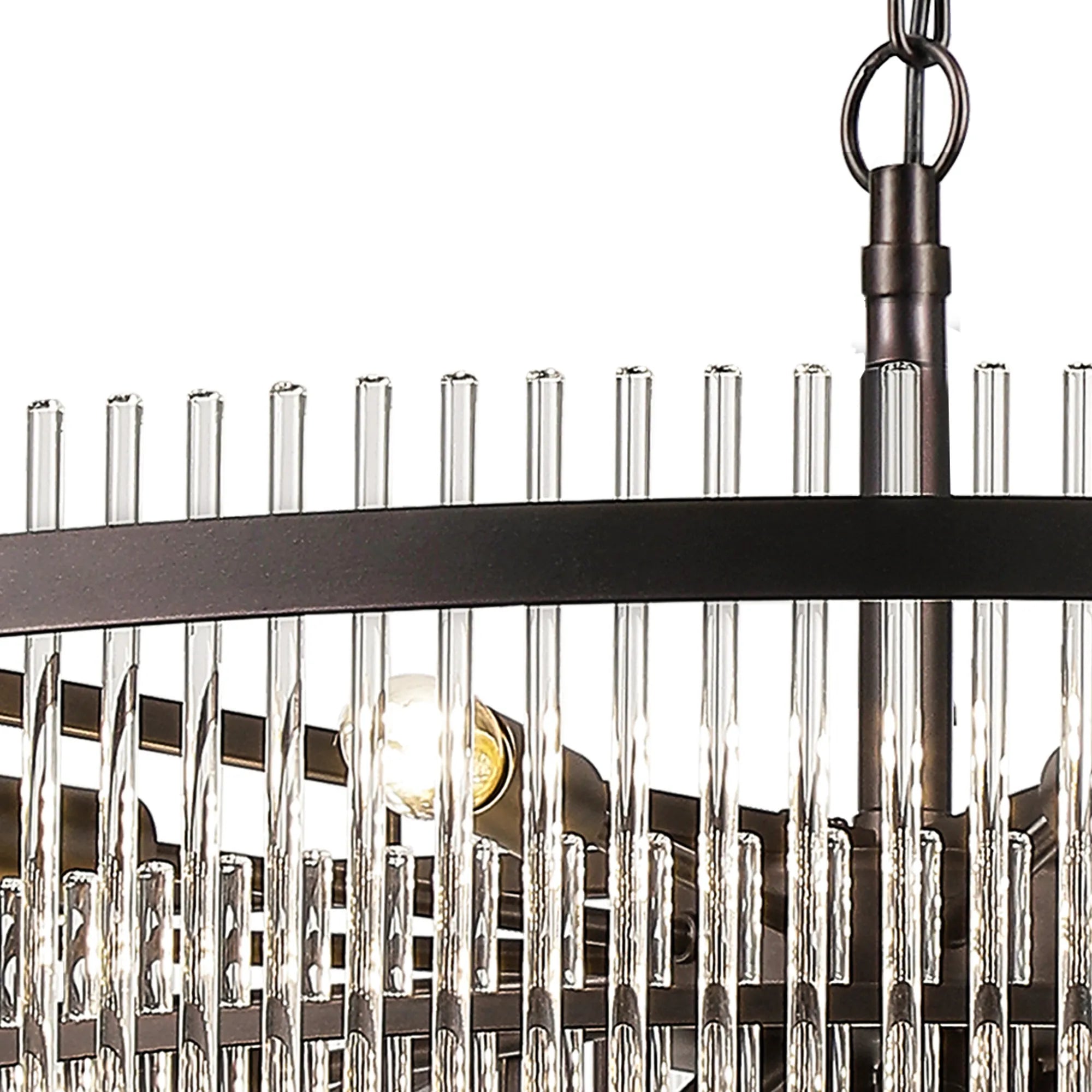 Robin 96cm Pendant & Semi Ceiling 22 Light - Brown Oxide & Clear Glass Rods