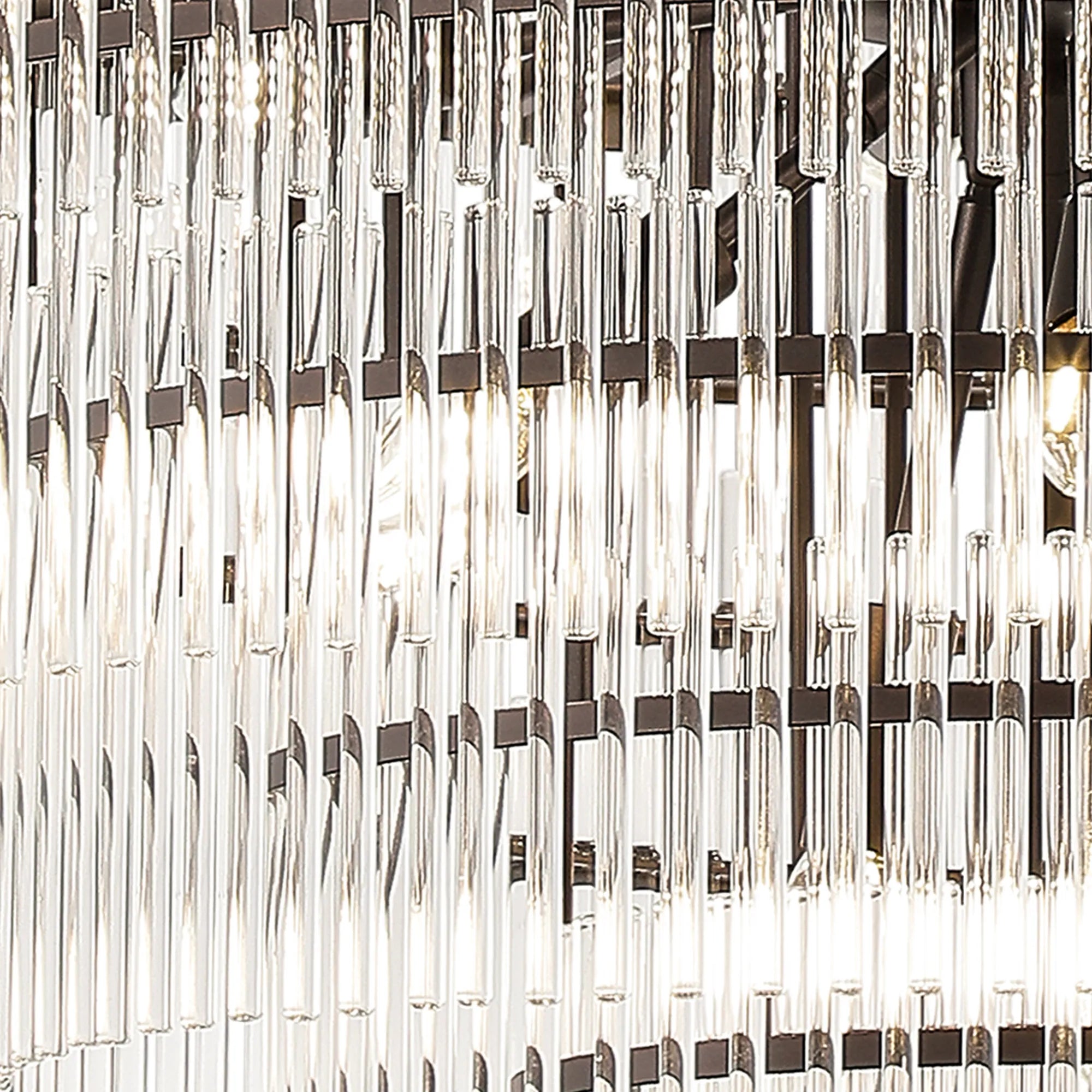 Robin 96cm Pendant & Semi Ceiling 22 Light - Brown Oxide & Clear Glass Rods