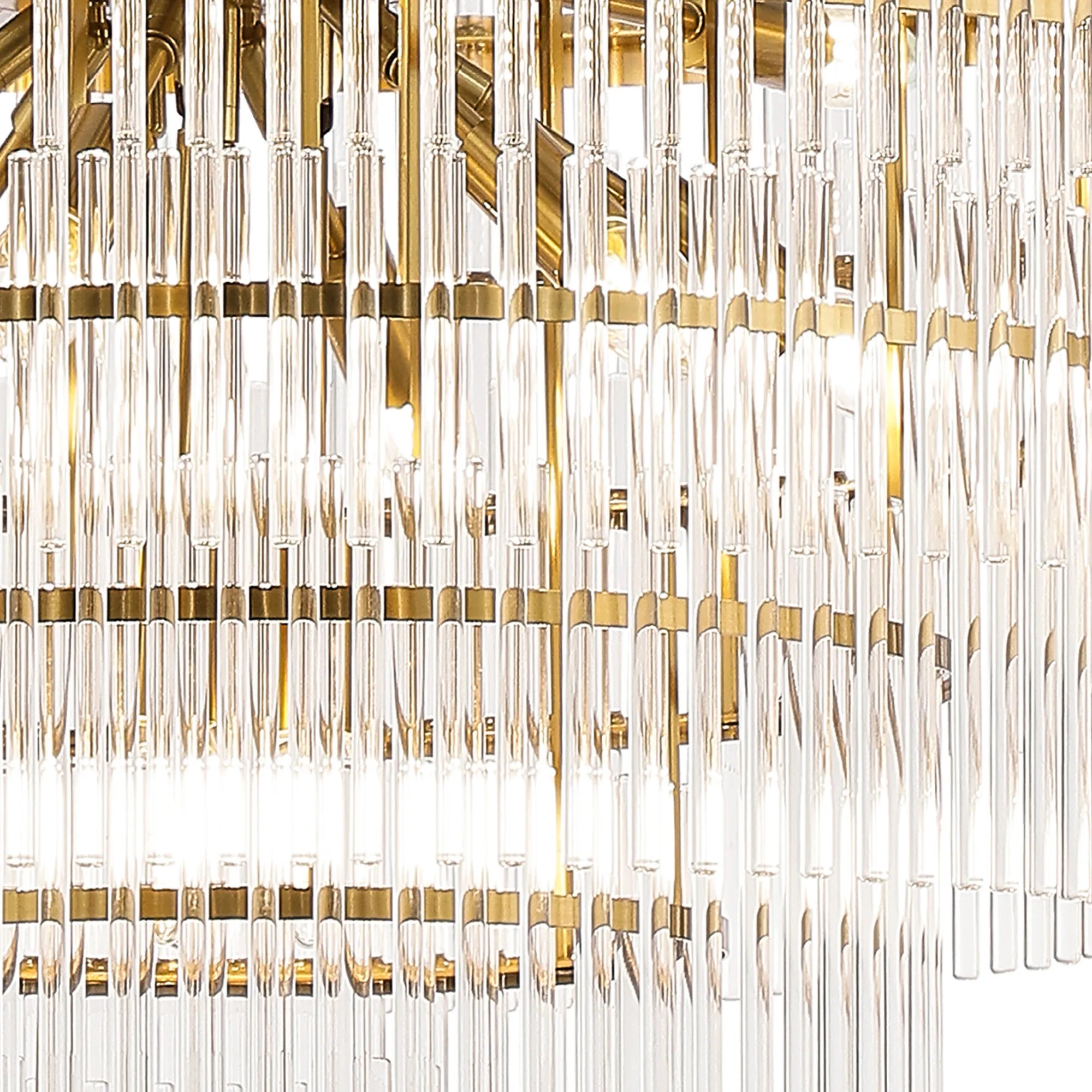 Robin 96cm Pendant & Semi Ceiling 22 Light - Brass & Clear Glass Rods