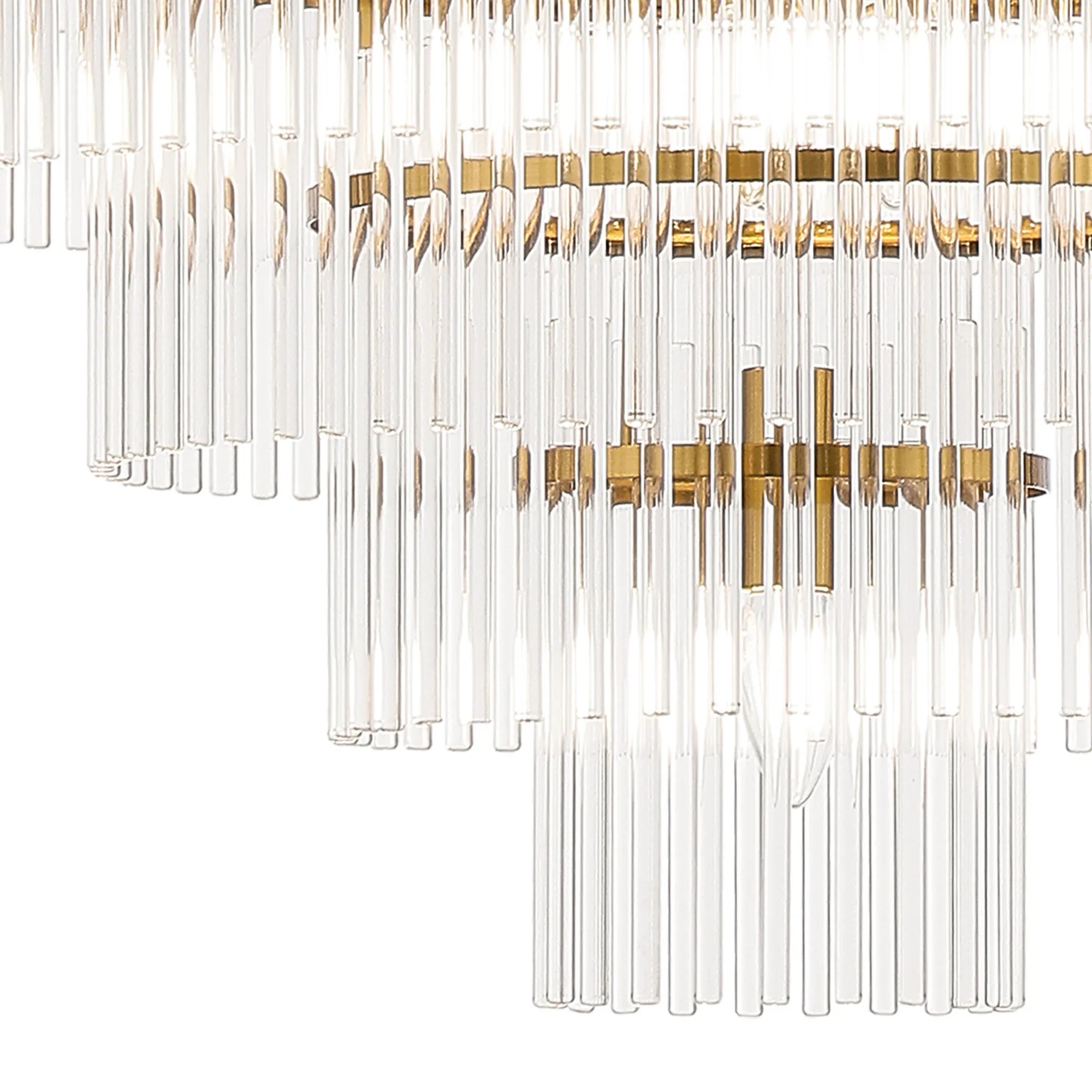 Robin 96cm Pendant & Semi Ceiling 22 Light - Brass & Clear Glass Rods
