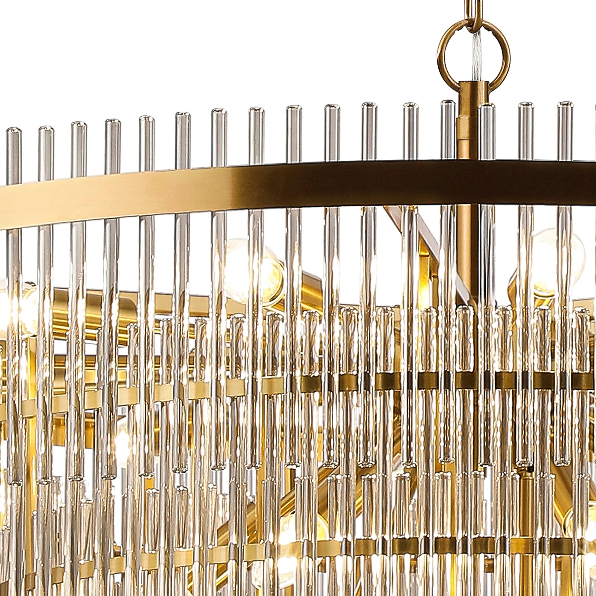 Robin 96cm Pendant & Semi Ceiling 22 Light - Brass & Smoke Glass Rods