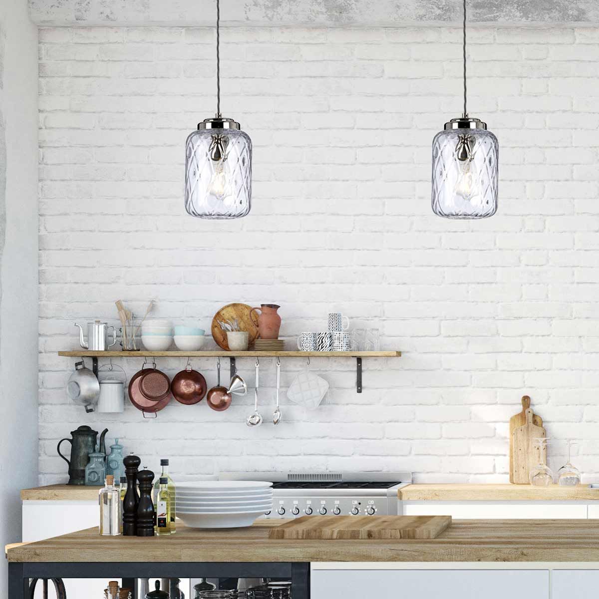 Elstead Sola Single Pendant - Polished Nickel