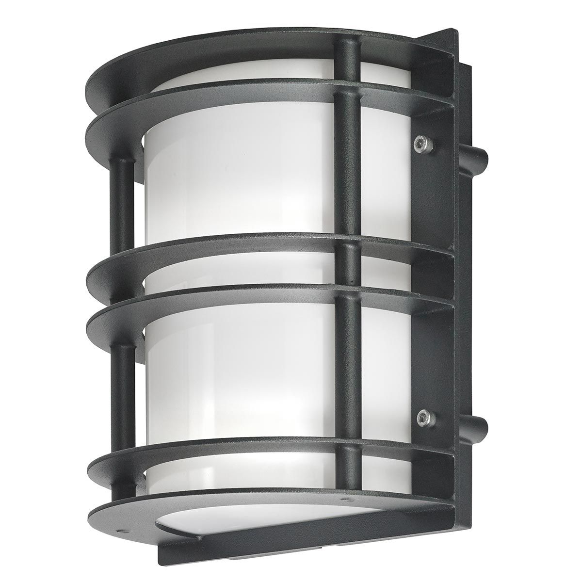 Norlys Stockholm Single Flush Fitting - Black with Opal Glass