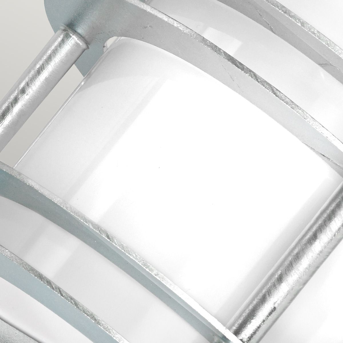 Norlys Stockholm Single Flush Fitting - Galvanised with Opal Glass