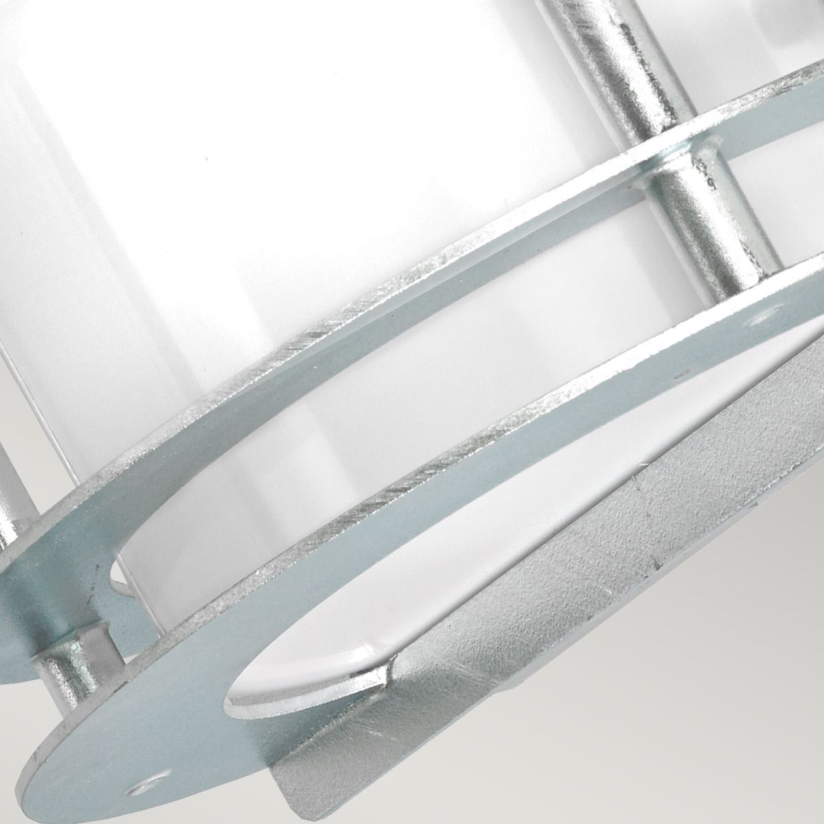 Norlys Stockholm Single Flush Fitting - Galvanised with Opal Glass