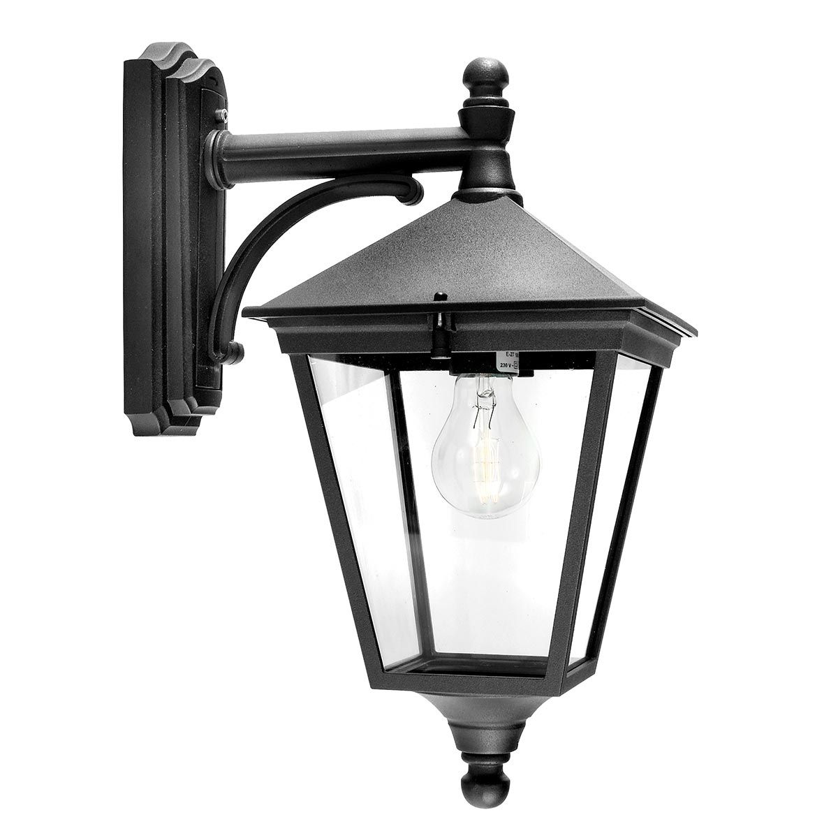 Norlys Turin Single Down Wall Lantern - Black