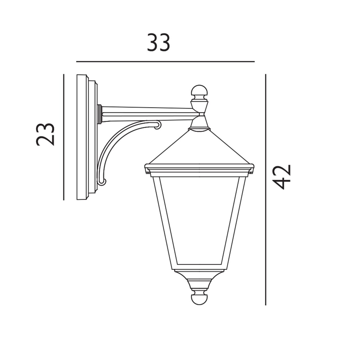Norlys Turin Single Down Wall Lantern - Black