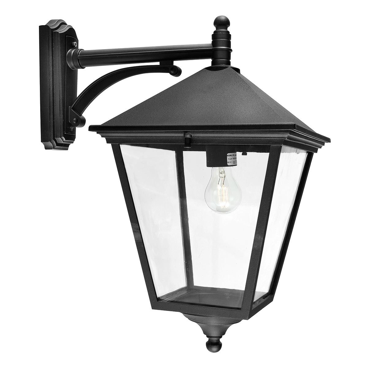 Norlys Turin Grande Single Down Wall Lantern - Black