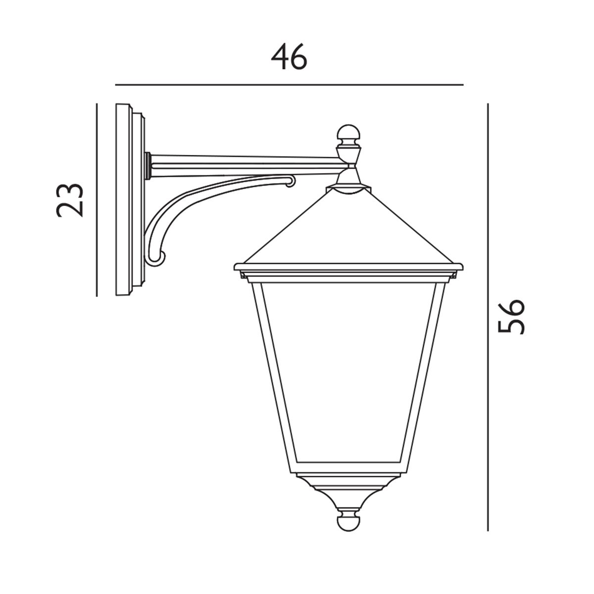 Norlys Turin Grande Single Down Wall Lantern - Black