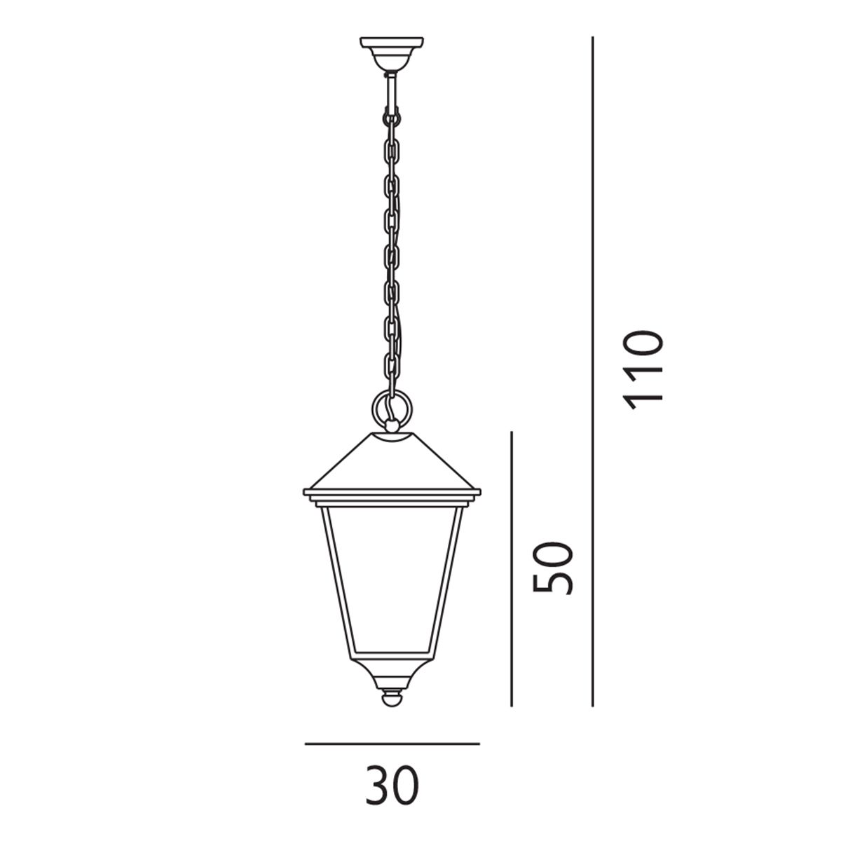 Norlys Turin Grande Single Chain Lantern - Black