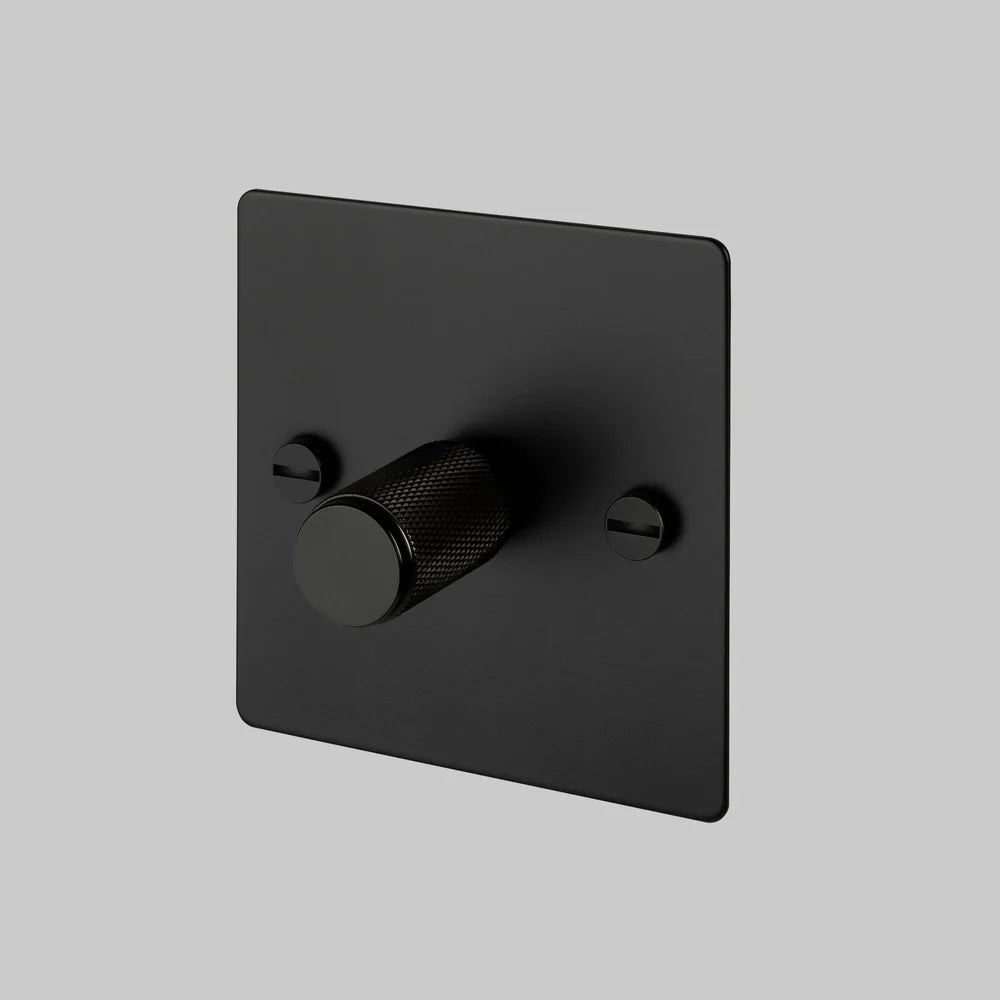 Buster + Punch 1G Dimmer Switch 120W - Black Back Plate & Cross Knurl Pattern