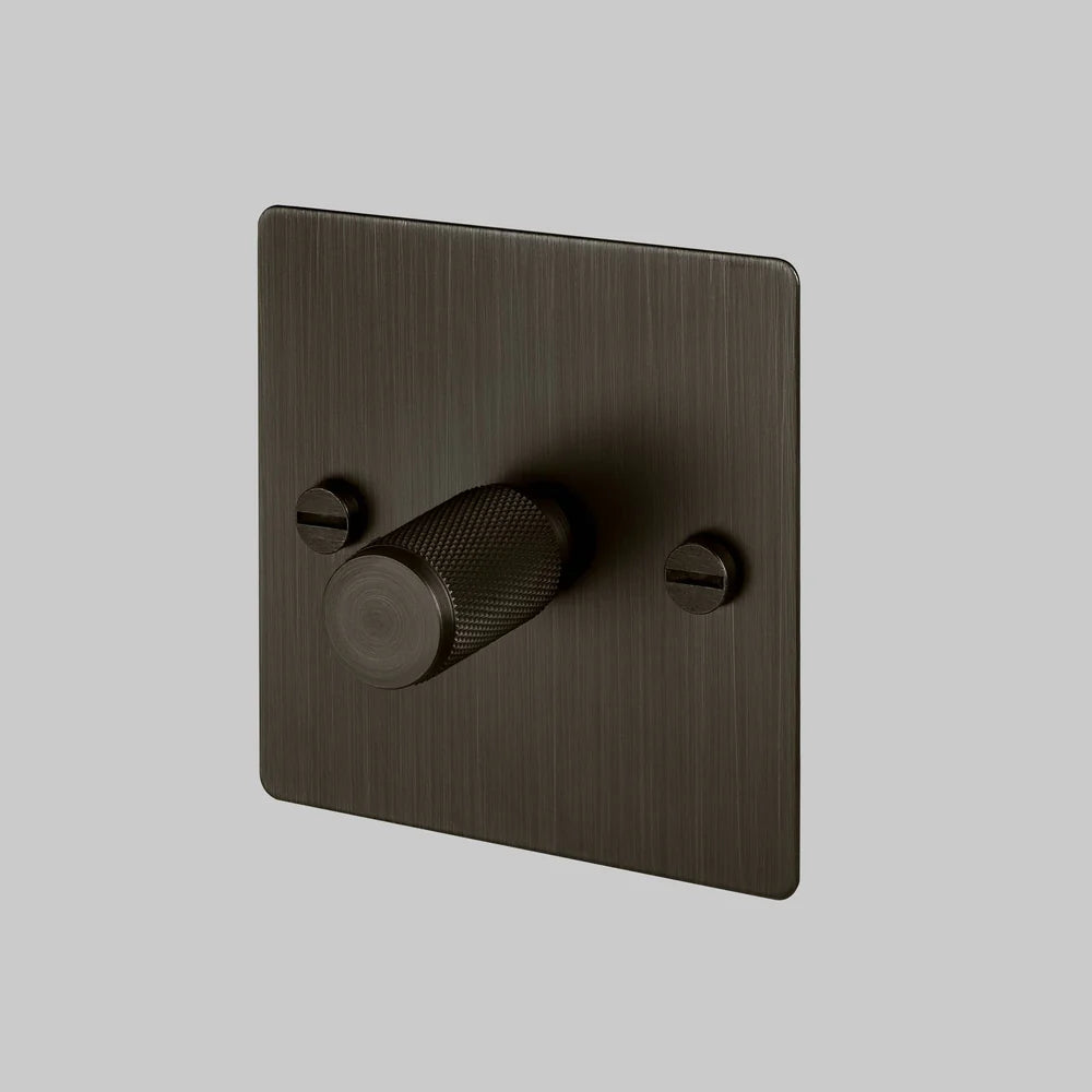 Buster + Punch 1G Dimmer Switch 120W - Smoked Bronze Back Plate & Cross Knurl Pattern