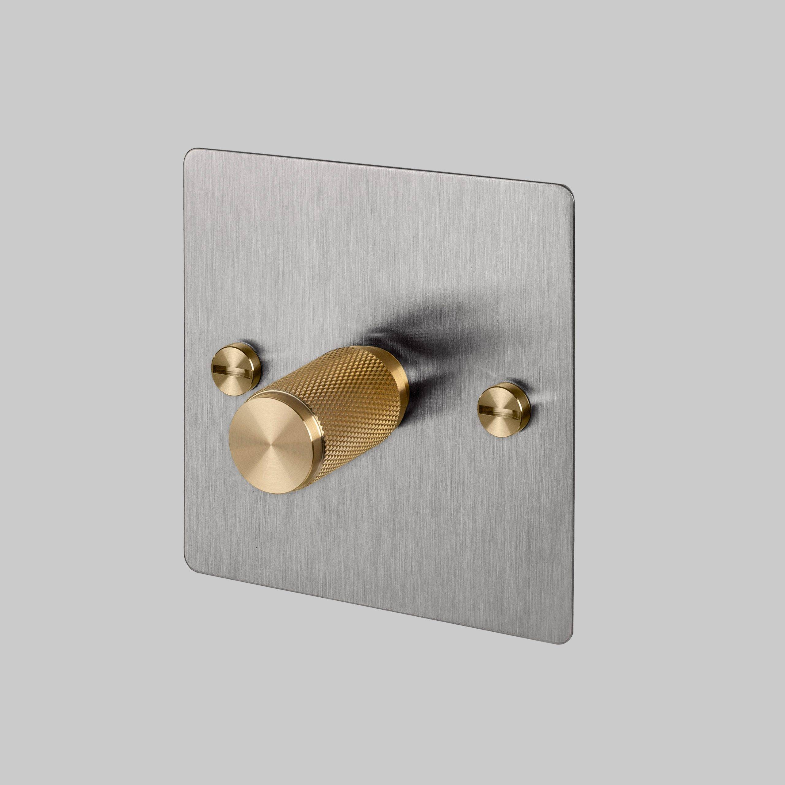 Buster + Punch 1G Dimmer 120W - Cross Knurl - Steel - 2 Way