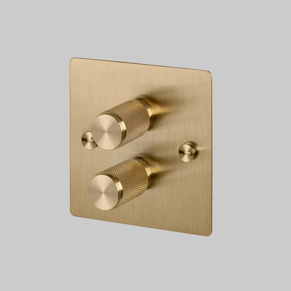 Buster + Punch 2G Dimmer Switch - Brass Back Plate & Cross Knurl Pattern