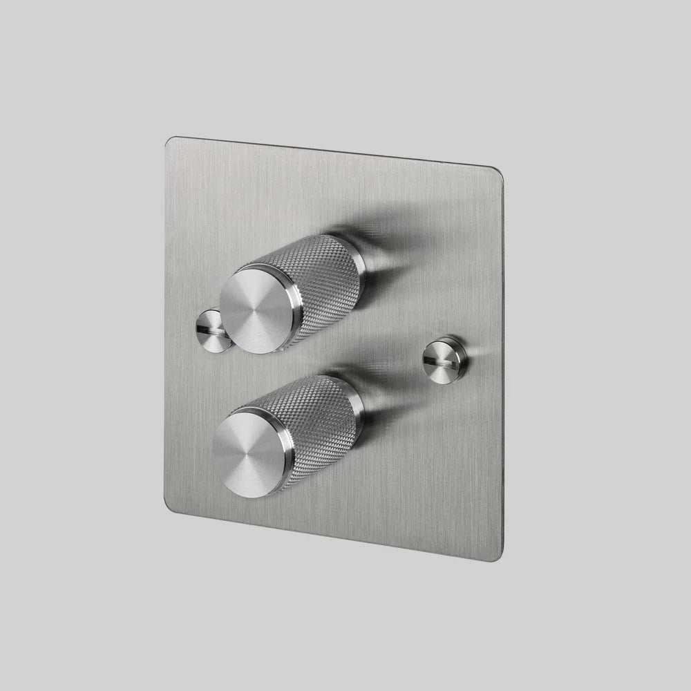 Buster + Punch 2G Dimmer Switch - Steel Back Plate & Cross Knurl Pattern