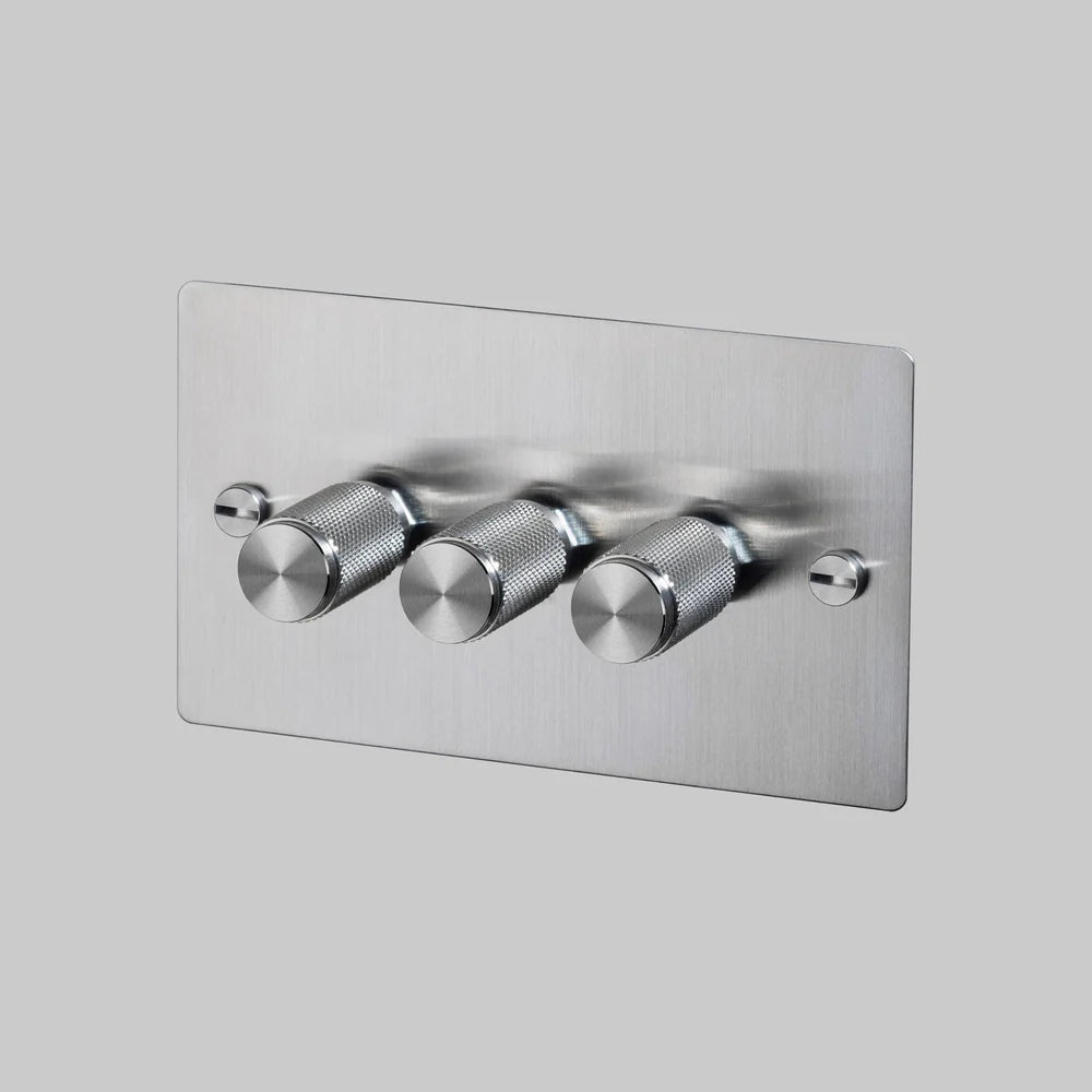 Buster + Punch 3G Dimmer Switch 120W - Steel Back Plate & Cross Knurl Pattern