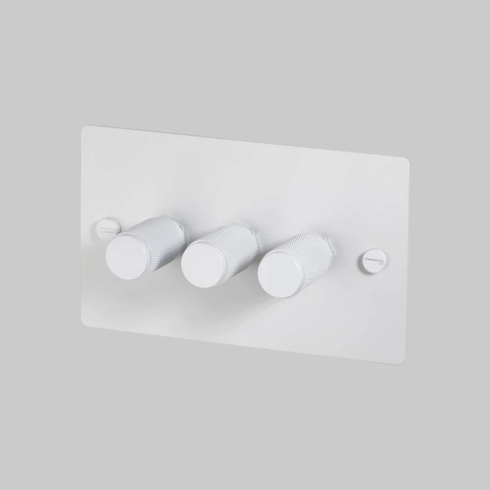 Buster + Punch 3G Dimmer Switch 120W - White Back Plate & Cross Knurl Pattern