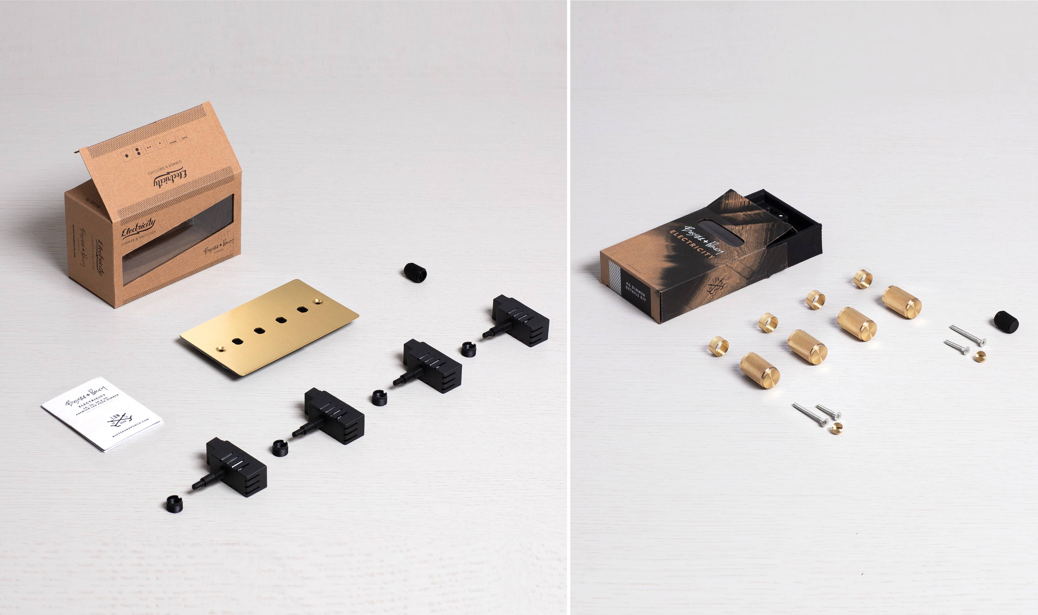 Buster + Punch 4G Dimmer 120W - Cross Knurl - Brass - 2 way