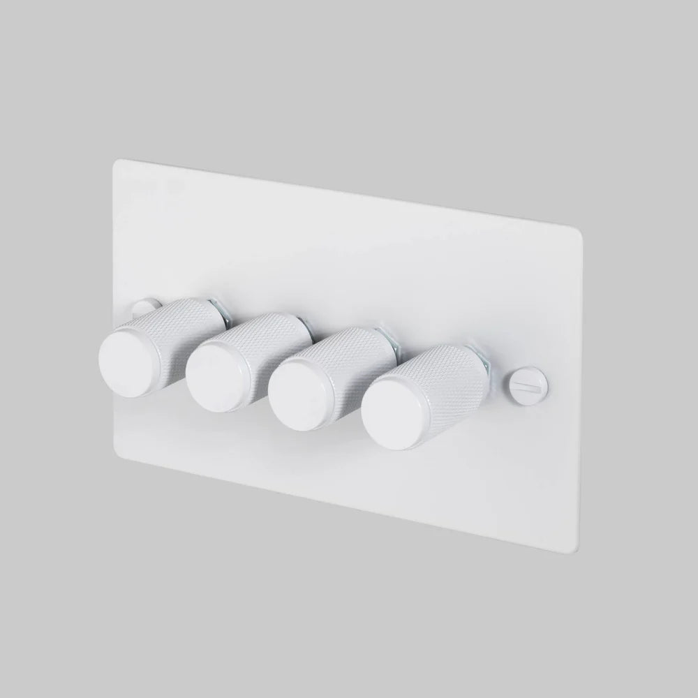 Buster + Punch 4G Dimmer Switch 120W - White Back Plate & Cross Knurl Pattern