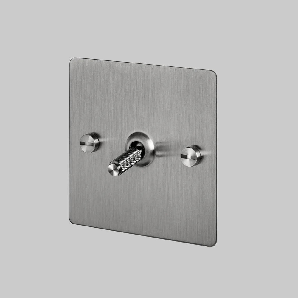 Buster + Punch 1G Toggle Light Switch - Steel Back Plate & Cross Knurl Pattern