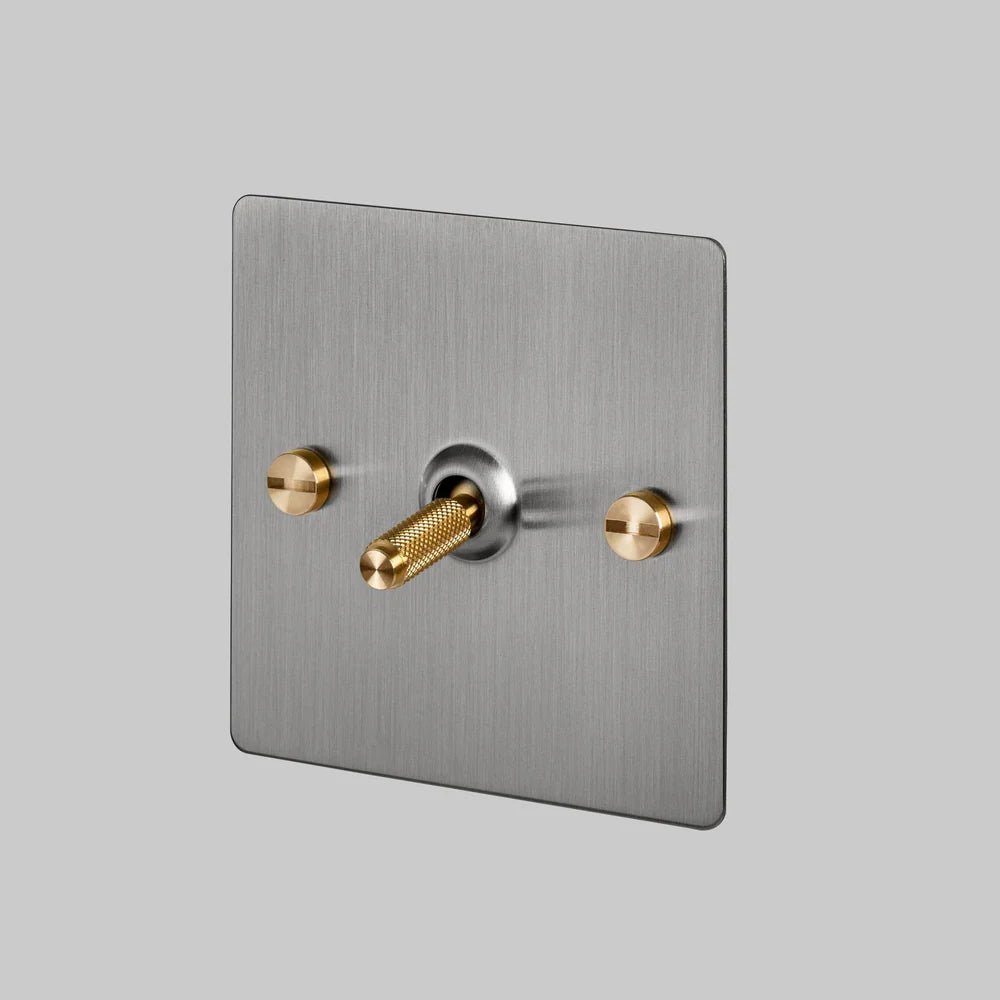 Buster + Punch 1G Toggle Light Switch - Steel Back Plate & Cross Knurl Pattern
