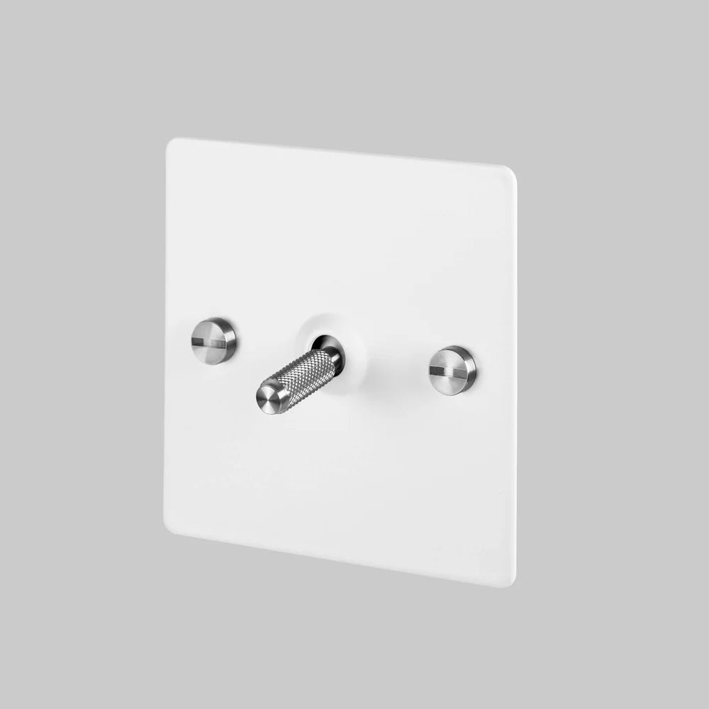 Buster + Punch 1G Toggle Light Switch - White Back Plate & Cross Knurl Pattern