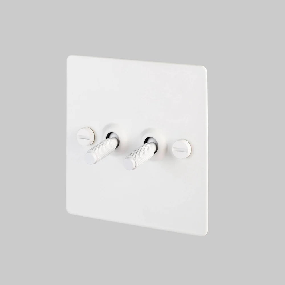 Buster + Punch 2G Toggle Light Switch - White Back Plate & Cross Knurl Pattern