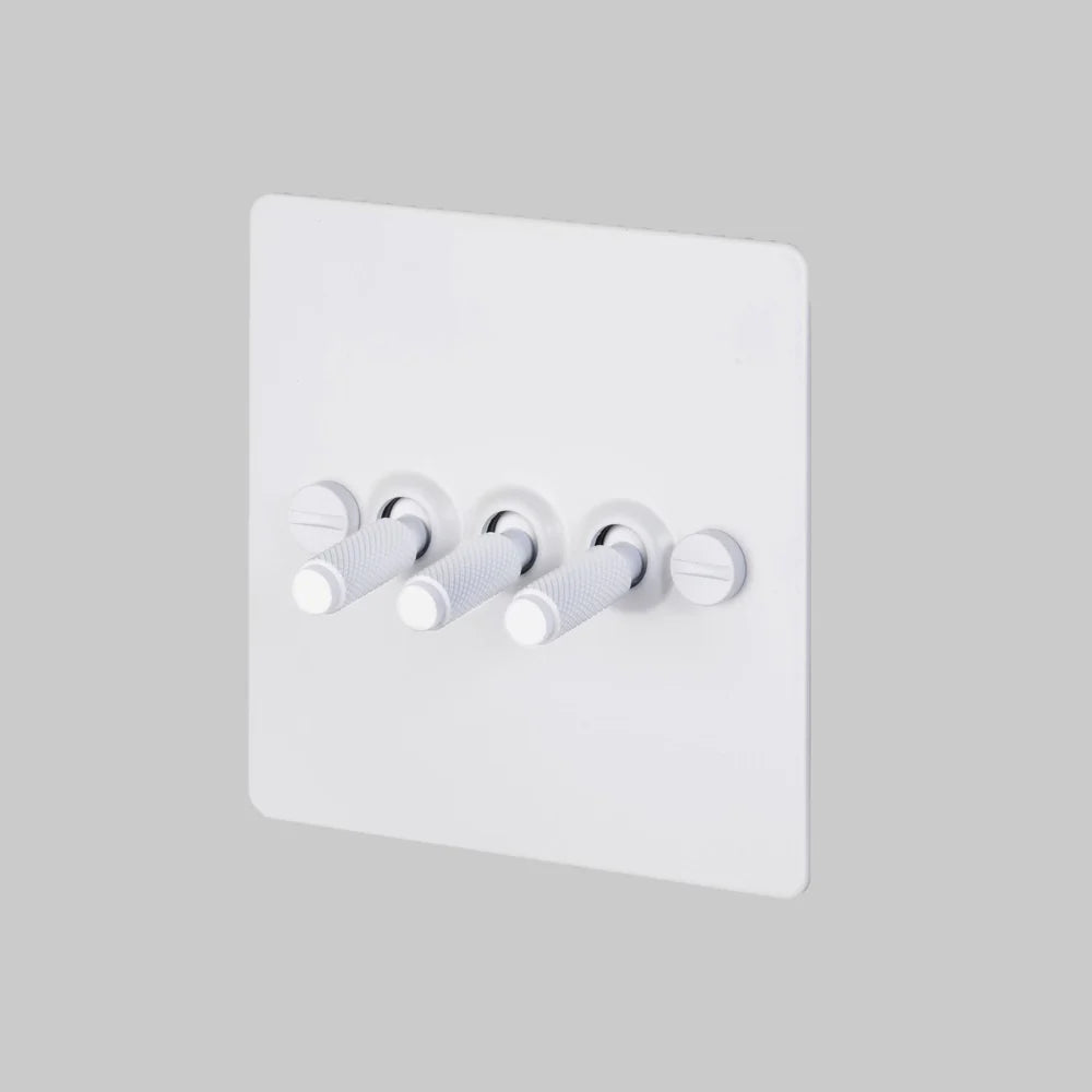 Buster + Punch 3G Toggle Light Switch - White Back Plate & Cross Knurl Pattern