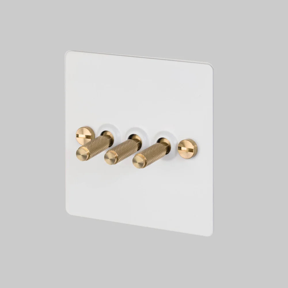 Buster + Punch 3G Toggle Light Switch - White Back Plate & Cross Knurl Pattern