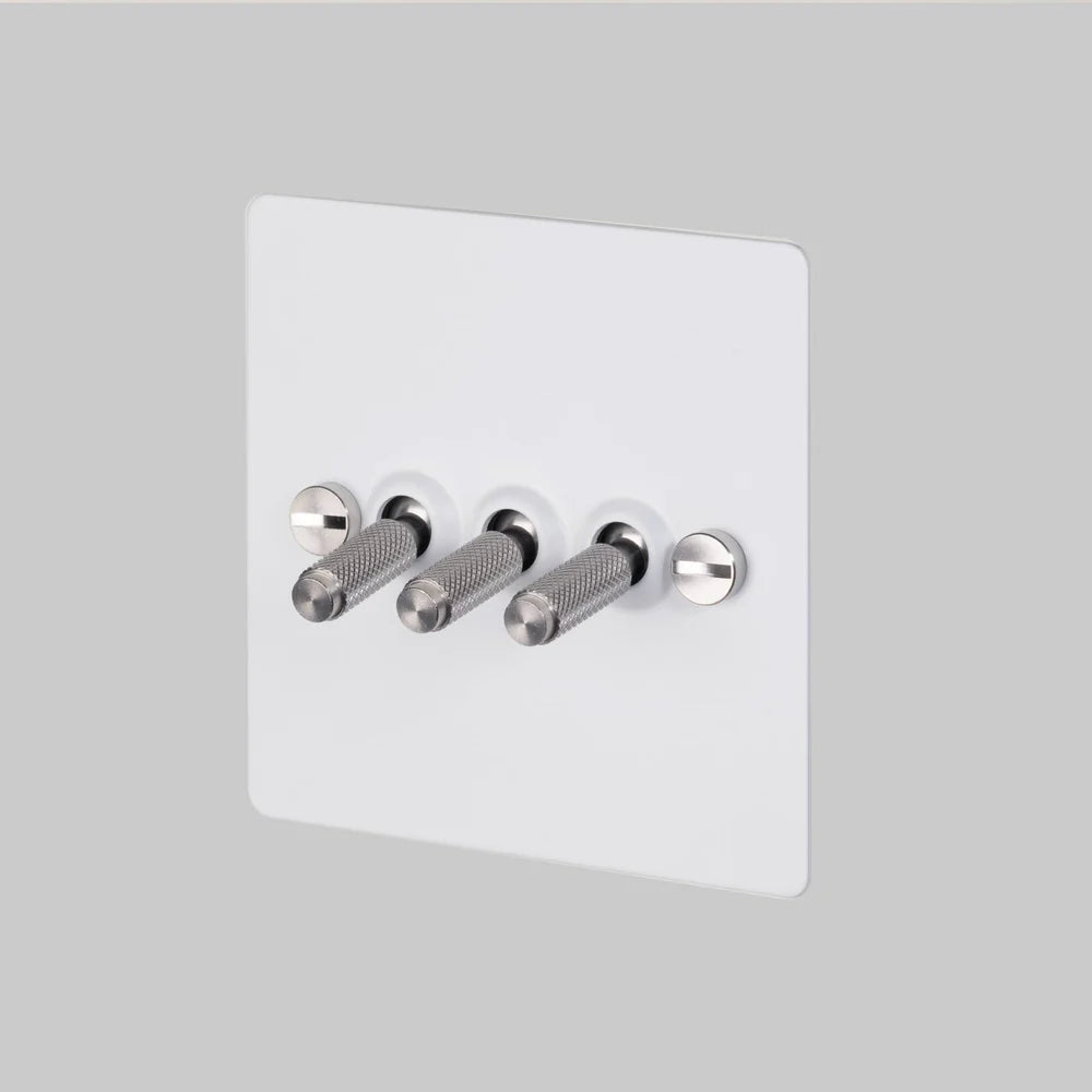Buster + Punch 3G Toggle Light Switch - White Back Plate & Cross Knurl Pattern