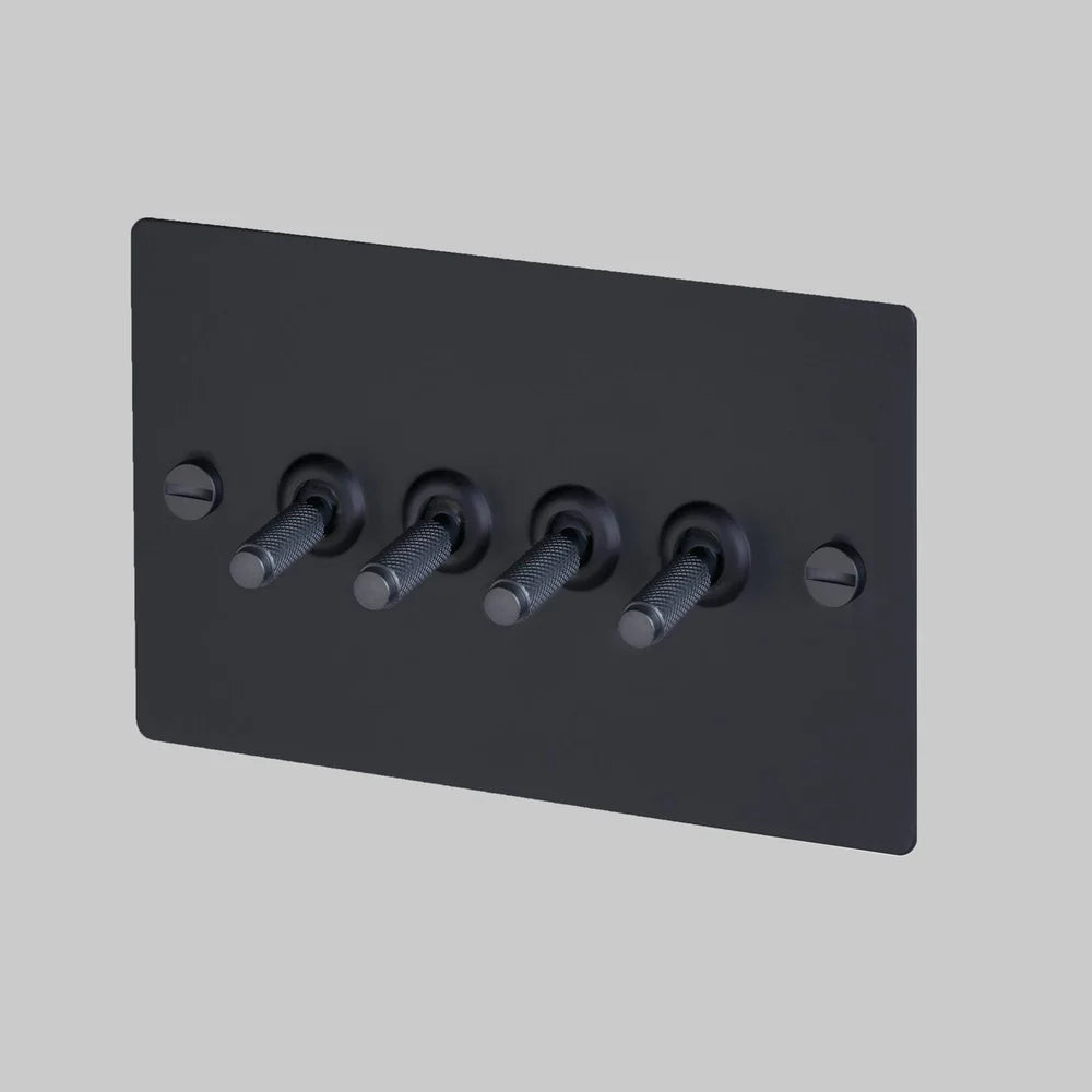 Buster + Punch 4G Toggle Light Switch - Black Back Plate & Cross Knurl Pattern