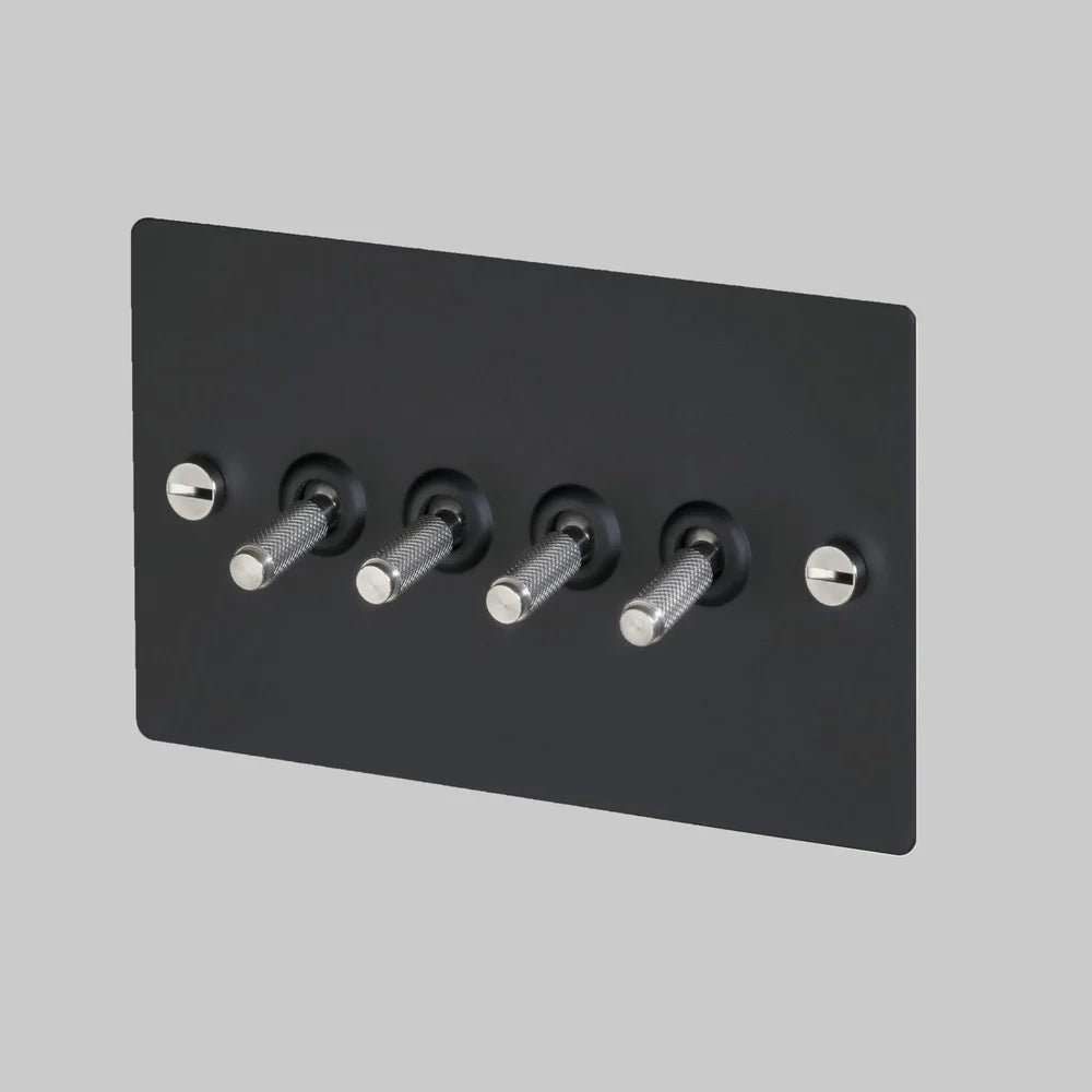 Buster + Punch 4G Toggle Light Switch - Black Back Plate & Cross Knurl Pattern