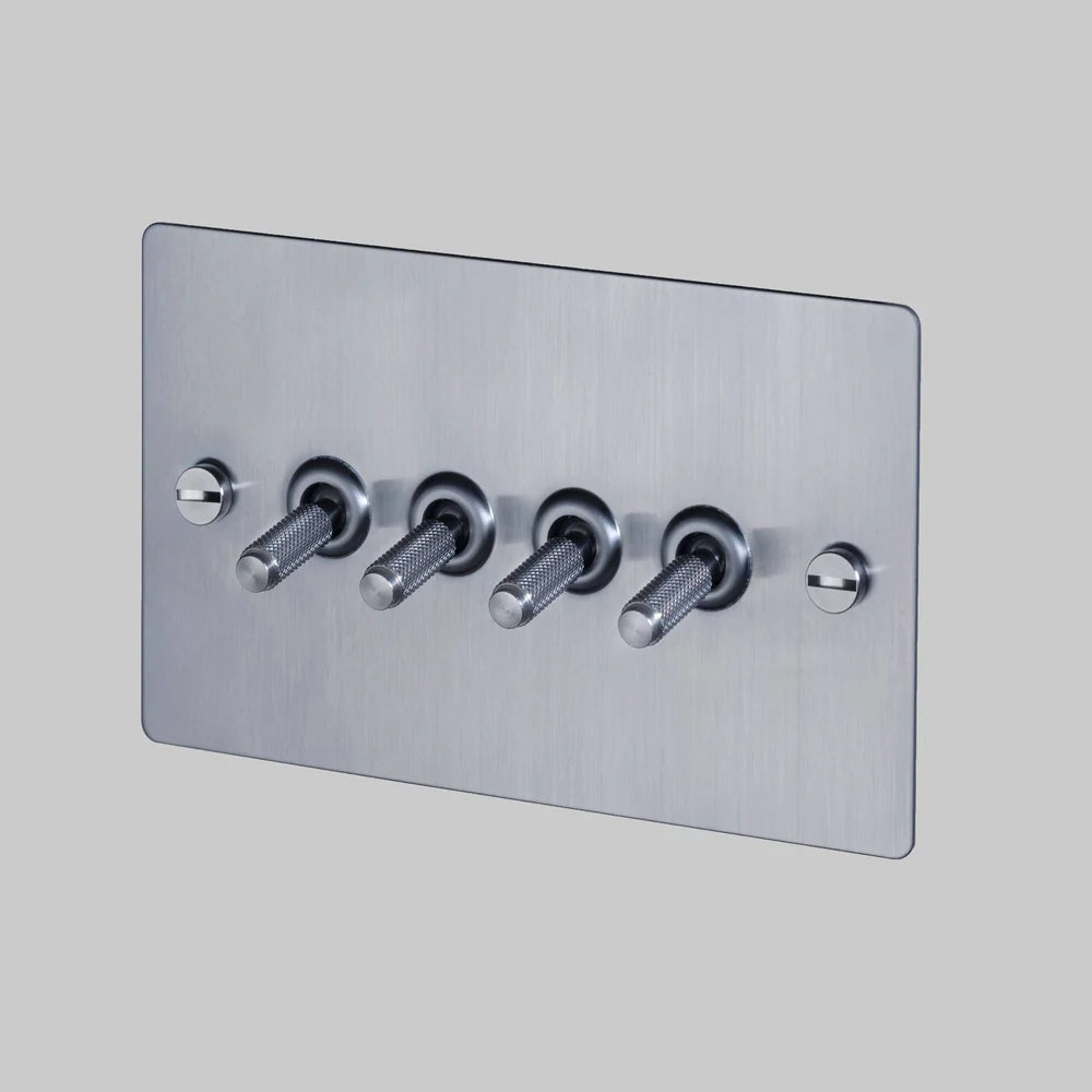 Buster + Punch 4G Toggle Light Switch - Steel Back Plate & Cross Knurl Pattern