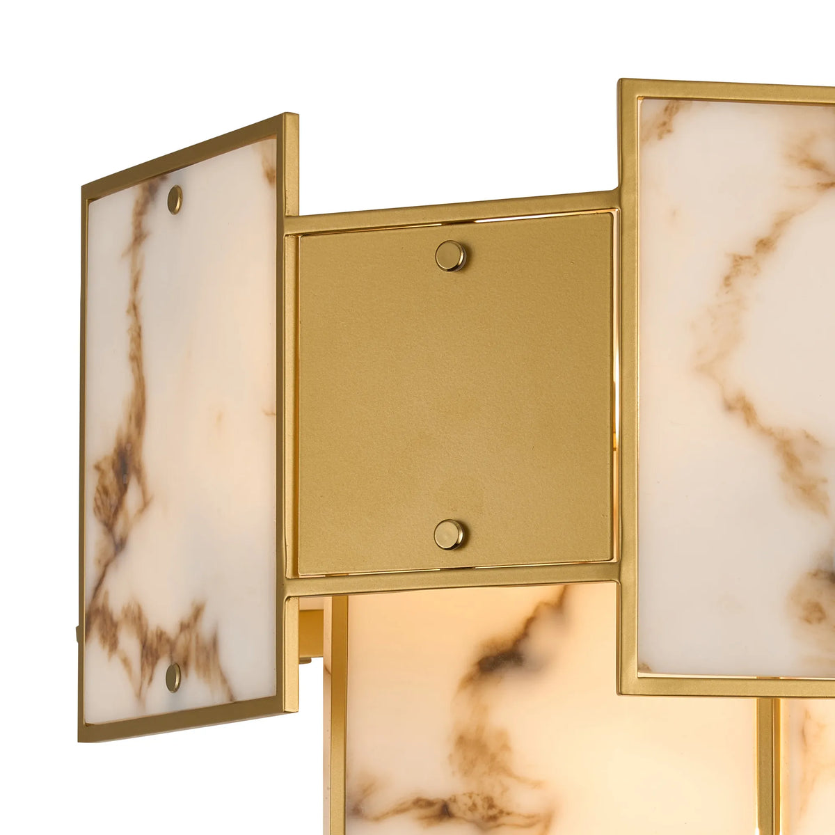 Fabula Wells Switched Wall Light Faux Alabaster & Metal – 35 cm – Gold & Brown